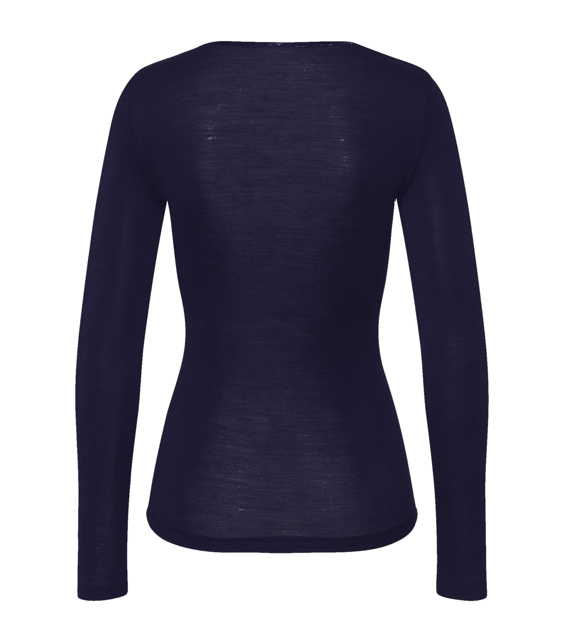 Navy Woolen Silk Long-Sleeve T-Shirt