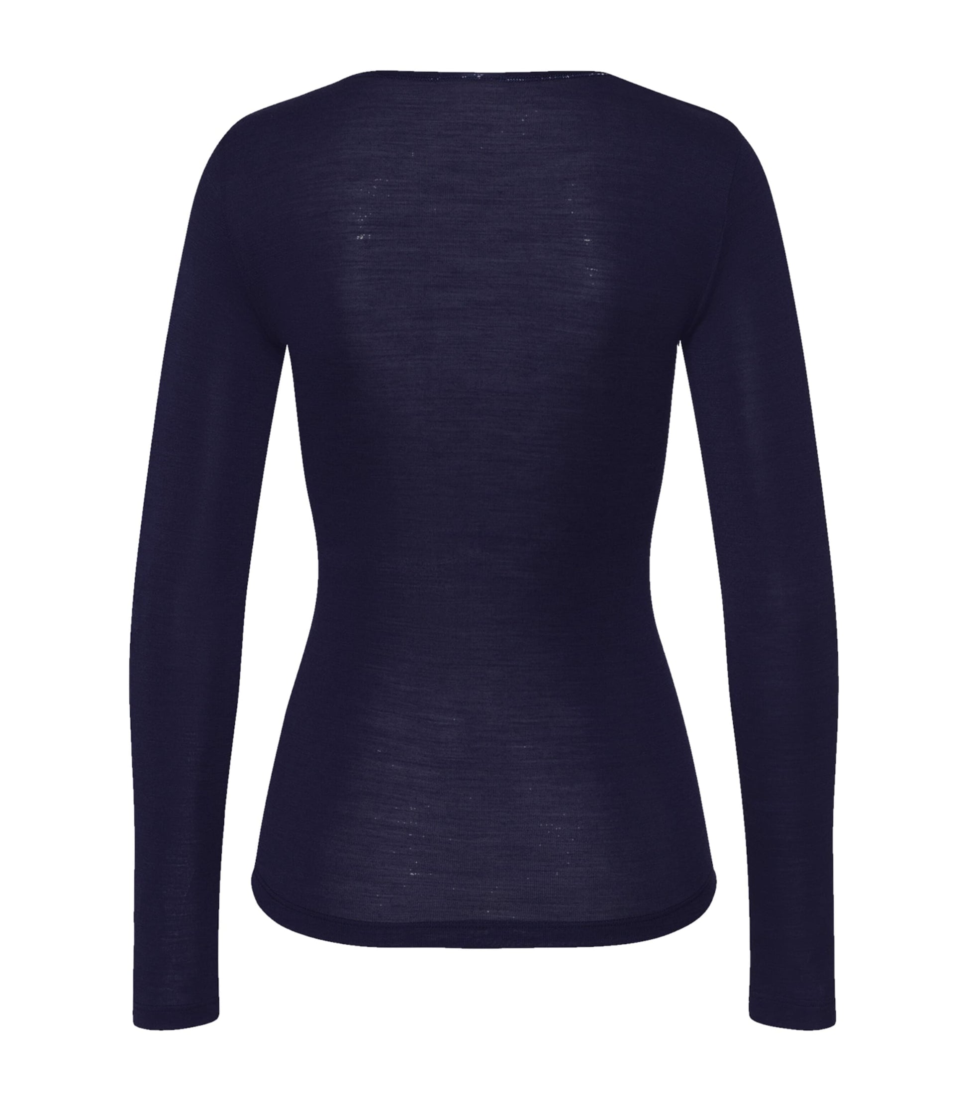 Navy Woolen Silk Long-Sleeve T-Shirt