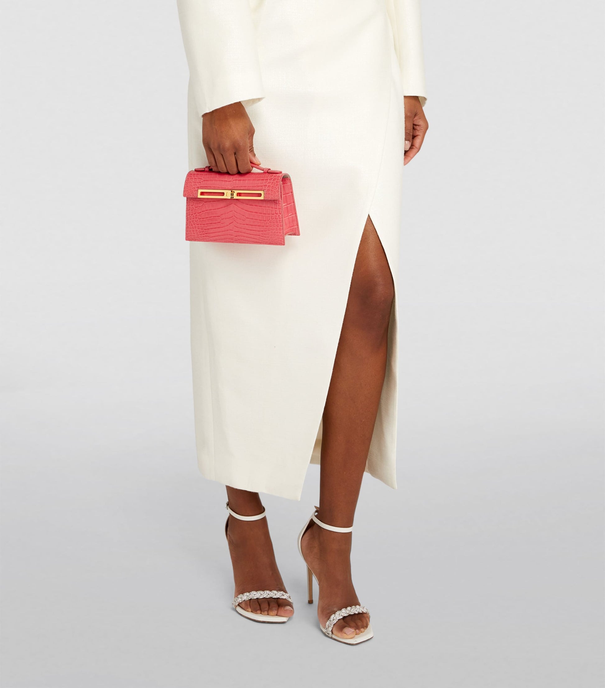 Llora Pink Mini Crocodile Emma Top-Handle Bag