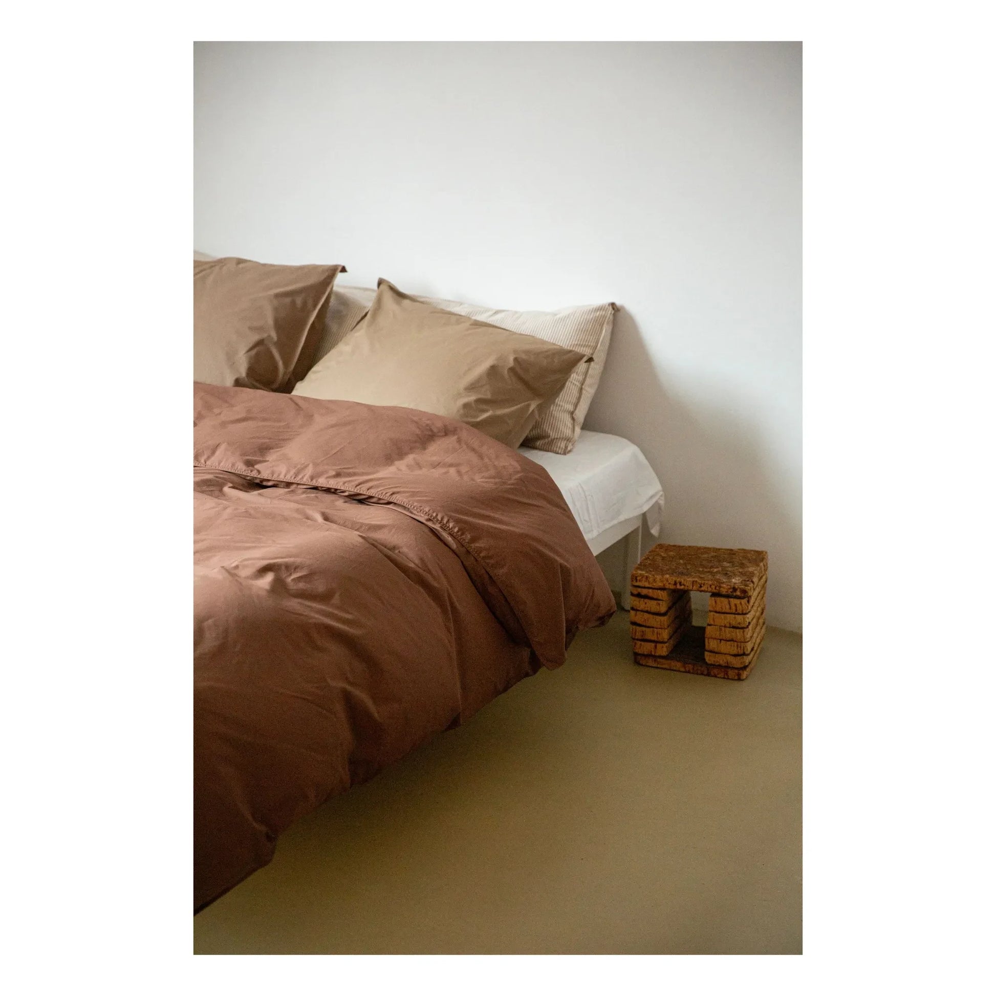 Suite 702 - Striped pillowcase in organic percale - Brown-Ecru | Brown