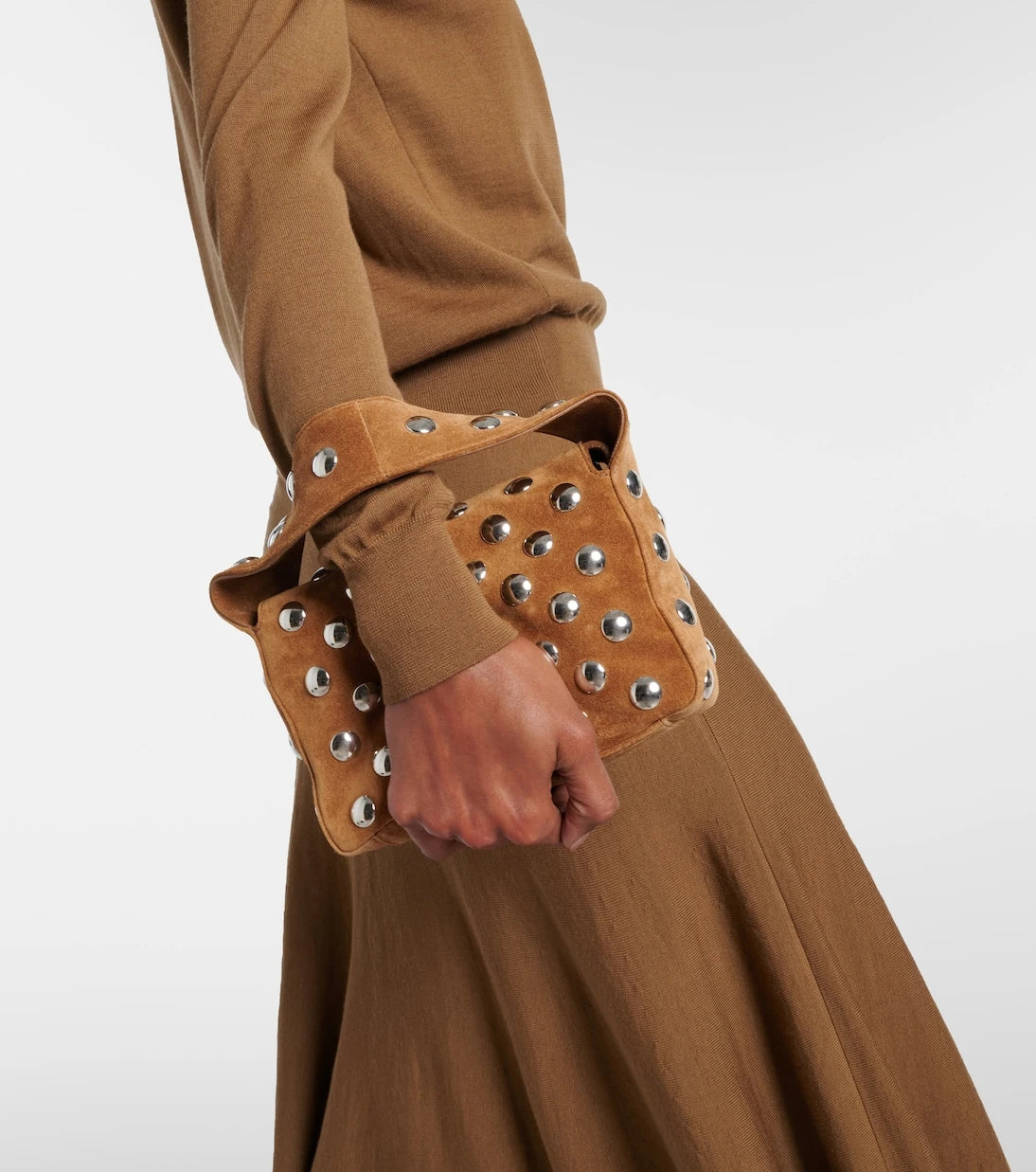 Khaite - Elena Small studded suede shoulder bag