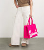 Harrods Pink Large Cotton Logo Tote Bag