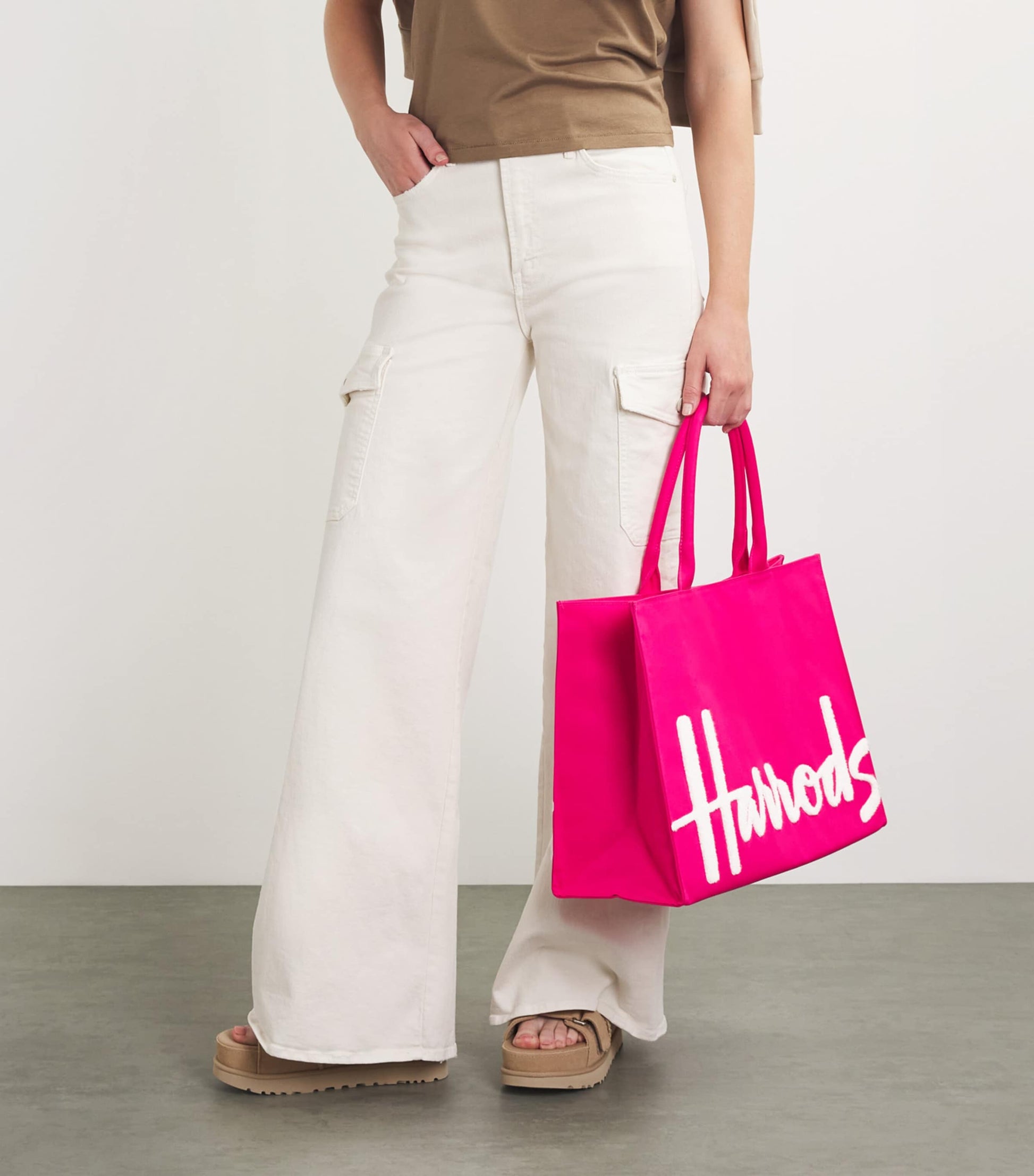 Harrods Pink Large Cotton Logo Tote Bag