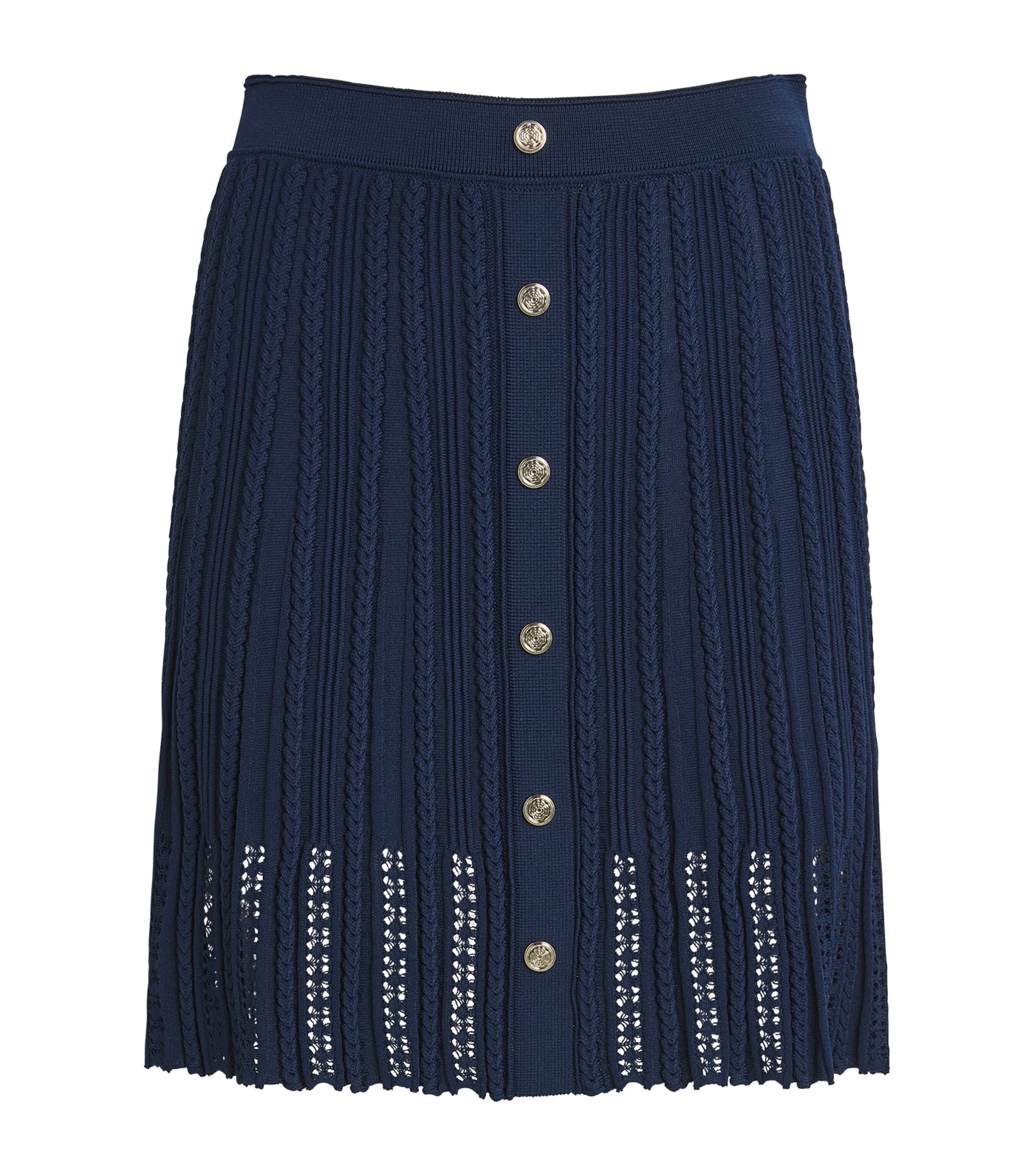 Blue Knitted Mini Skirt