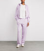 Purple Cotton-Blend Fleece Straight Sweatpants