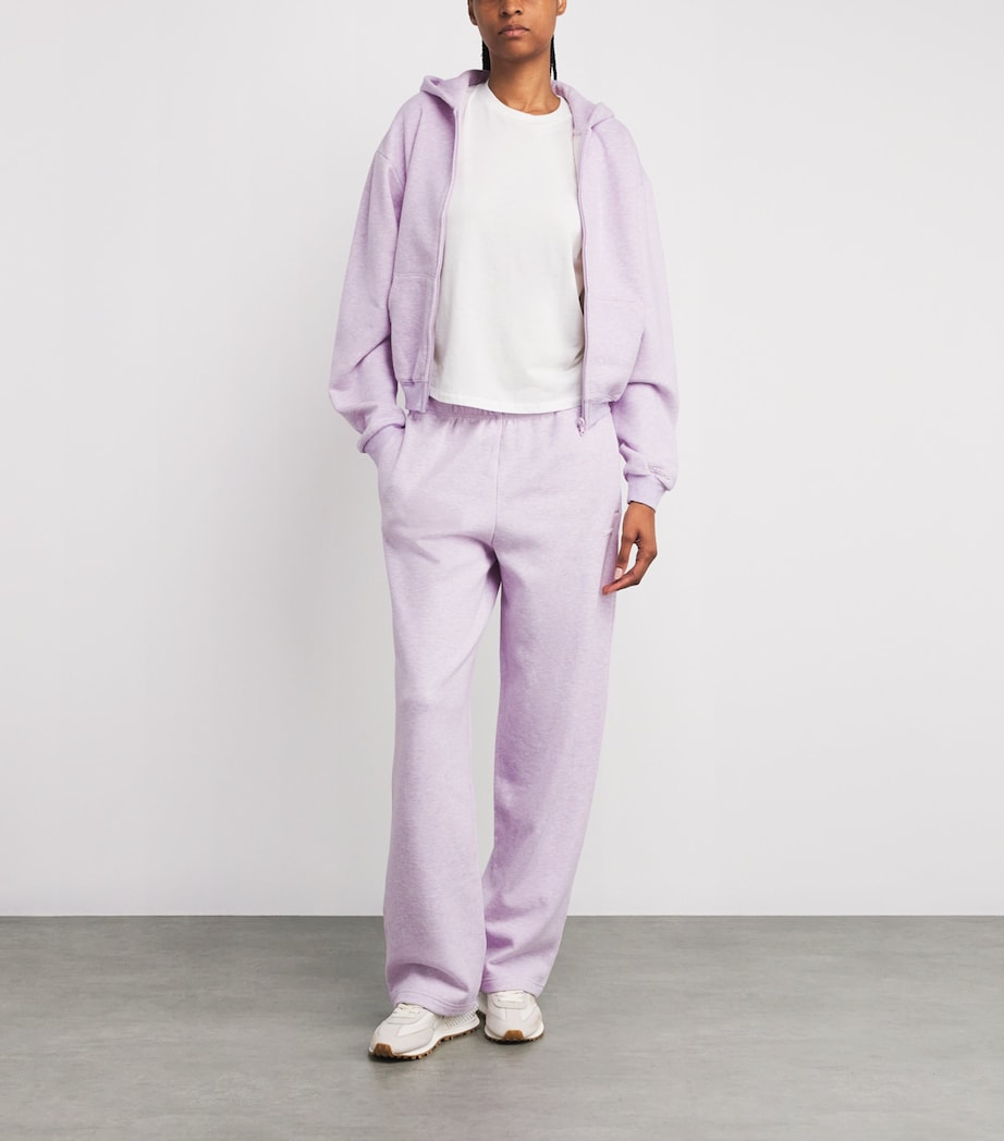 Purple Cotton-Blend Fleece Straight Sweatpants