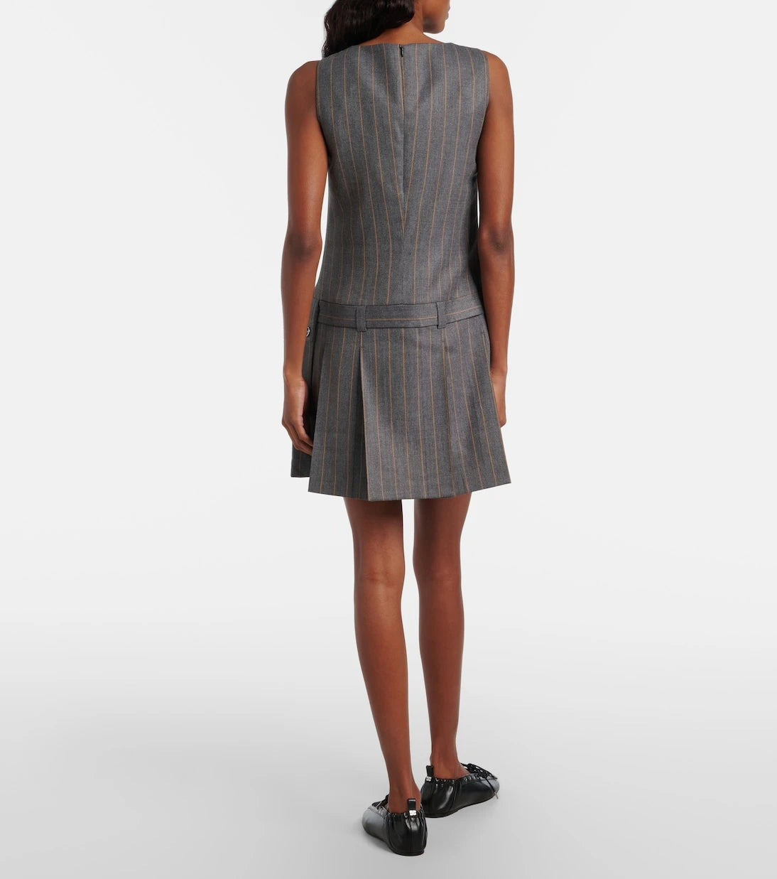 Ganni - Belted pinstripe minidress