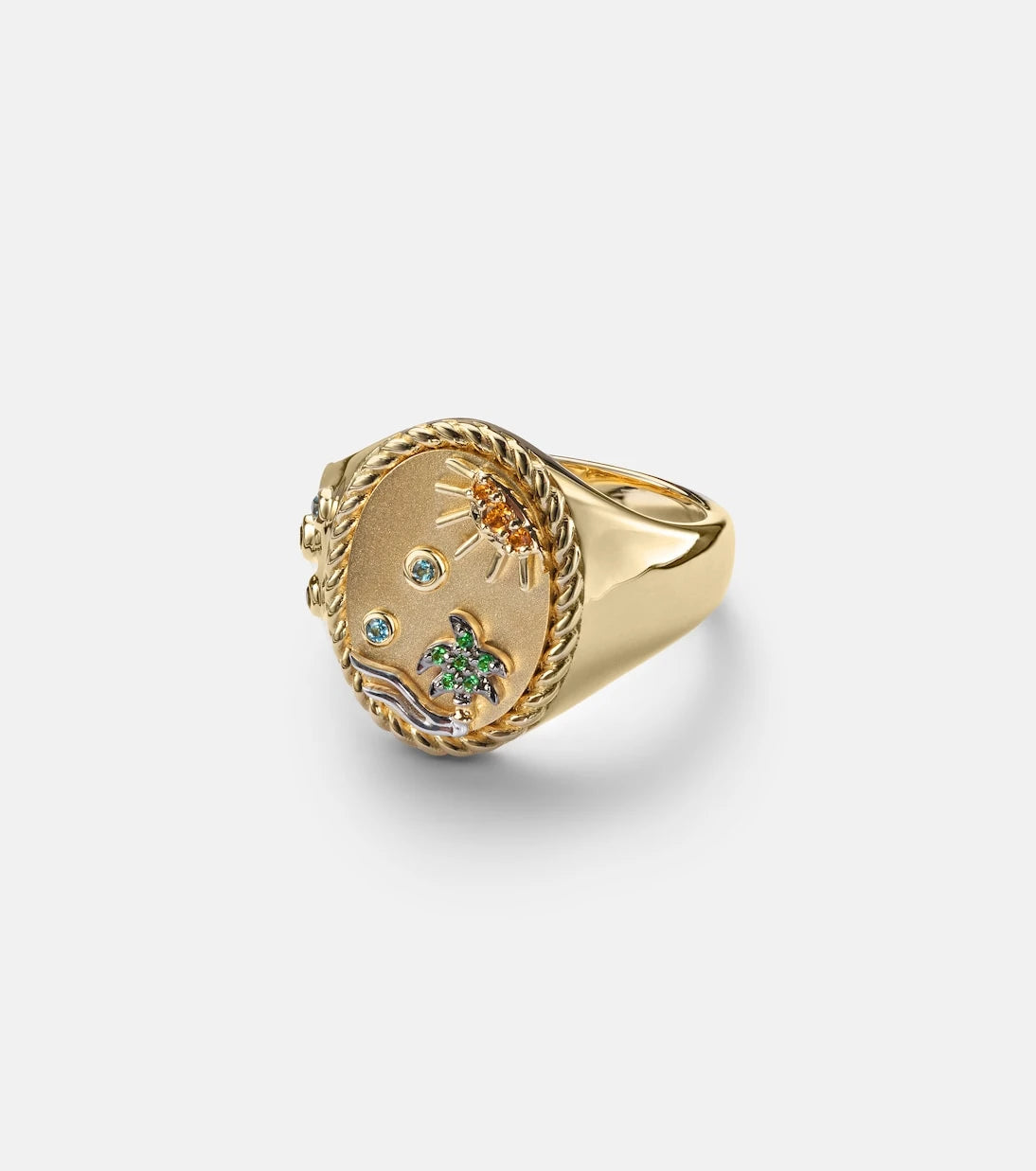 Yvonne Léon - La Plage 9kt gold ring with gemstones