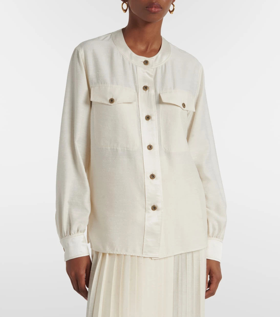 Loro Piana - بلوزة كوينسي من حرير الشانتون