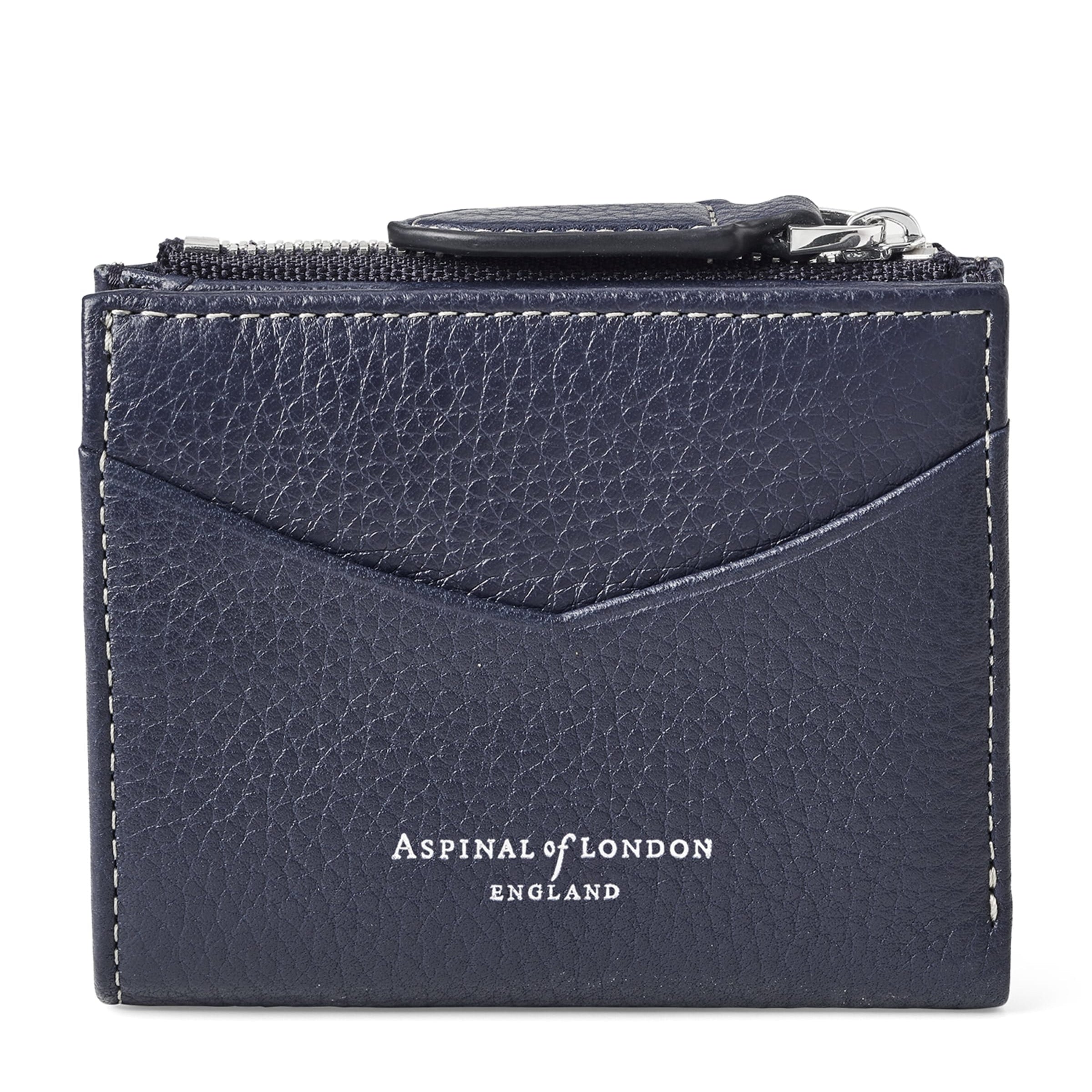 Aspinal Of London Navy Leather Hudson Pocket Wallet