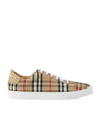 Beige Cotton Check Sneakers