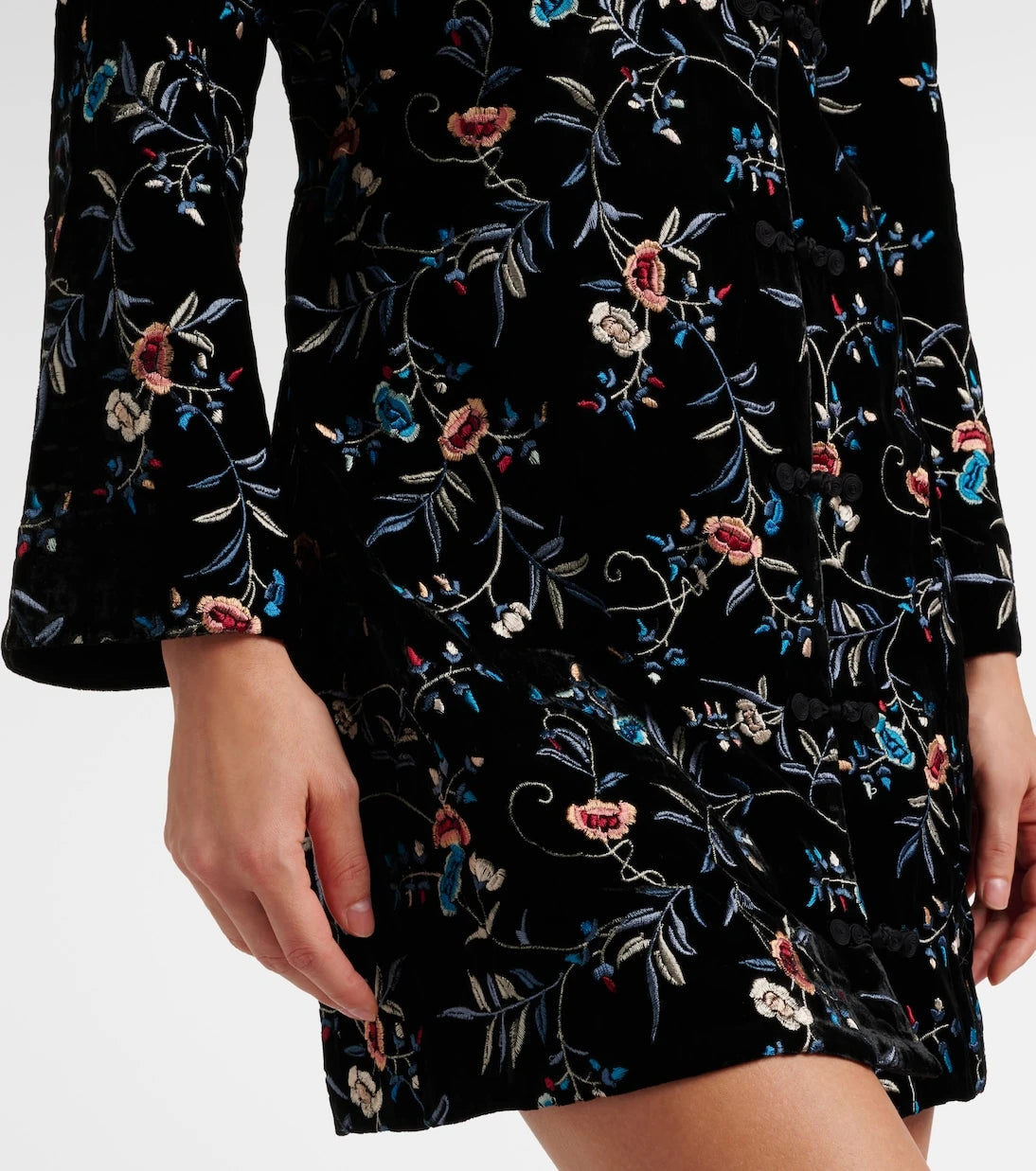 Rixo - Delphina embroidered velvet minidress