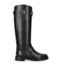 Valentino Garavani Black Leather Signature VLogo Riding Boots 30