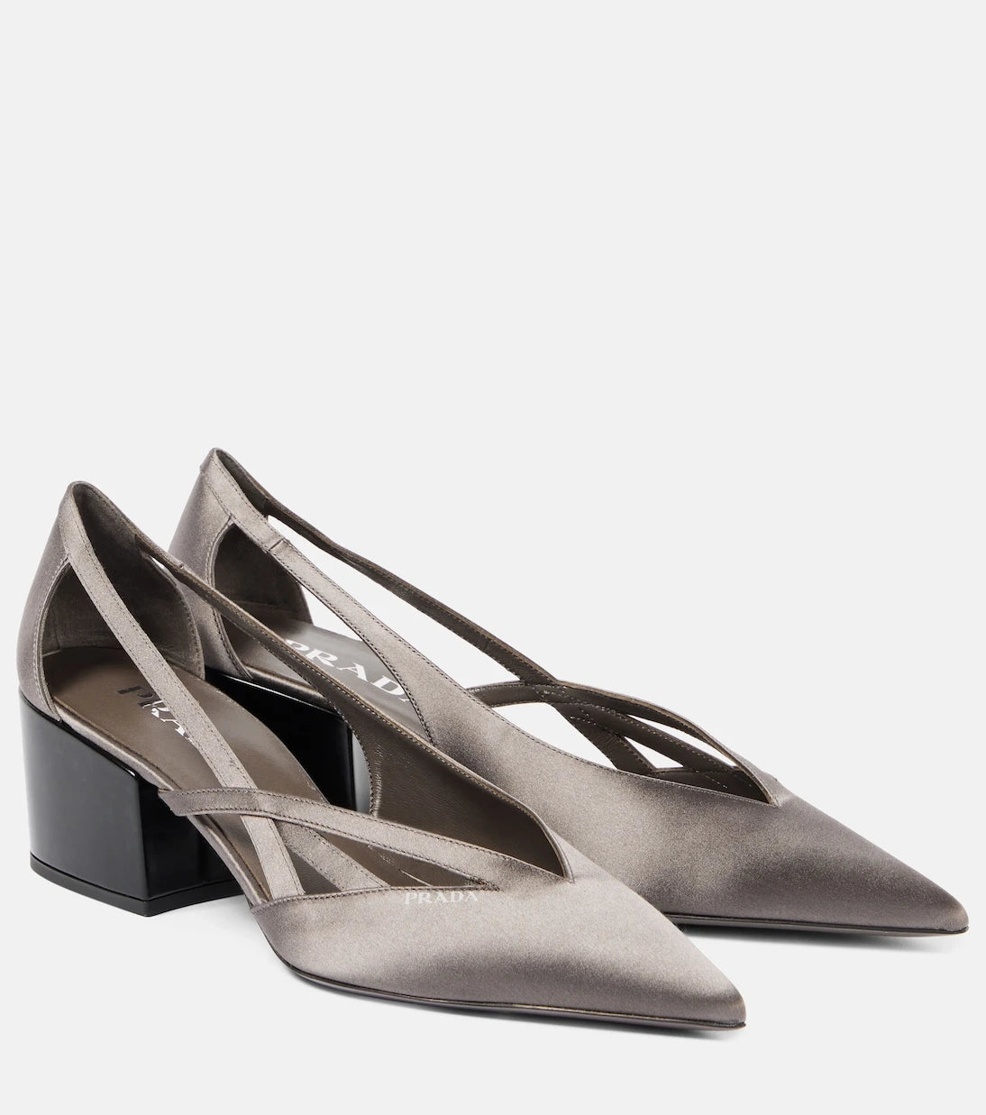 Prada - Pointy 55 cutout satin pumps