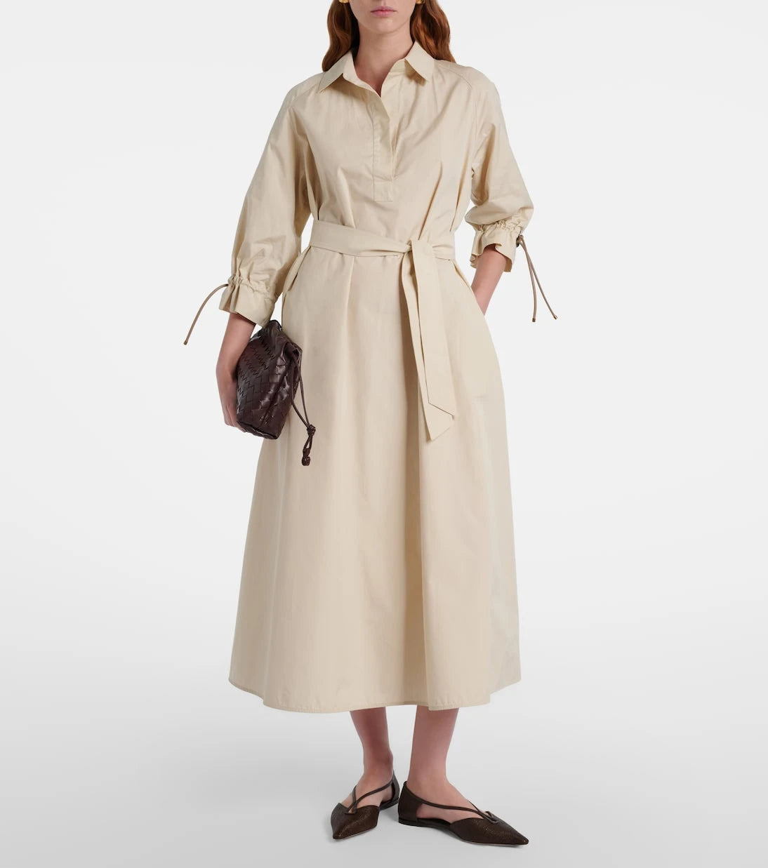 Max Mara - Volpino leather-trimmed woven ballet flats