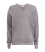Grey Merino Wool V-Neck Sweater