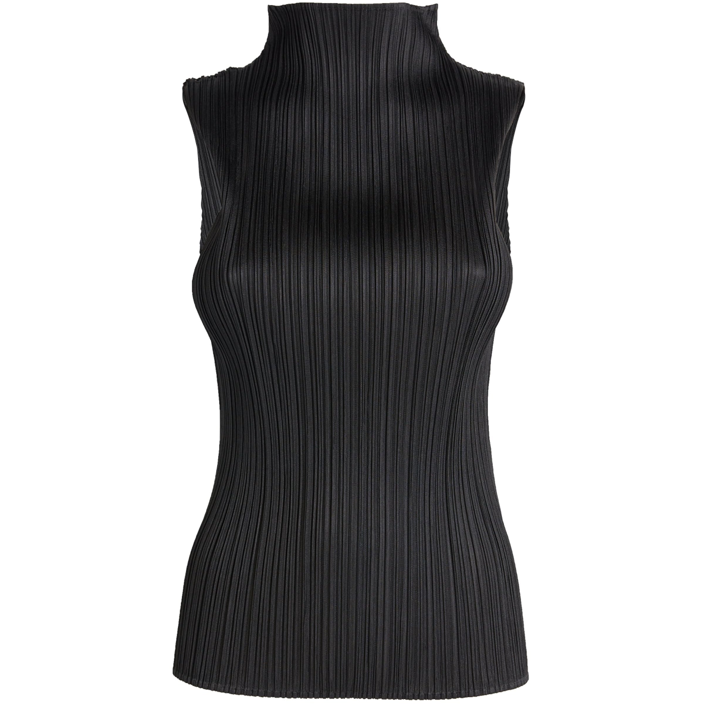 Pleats Please Issey Miyake Black Sleeveless Basics Top