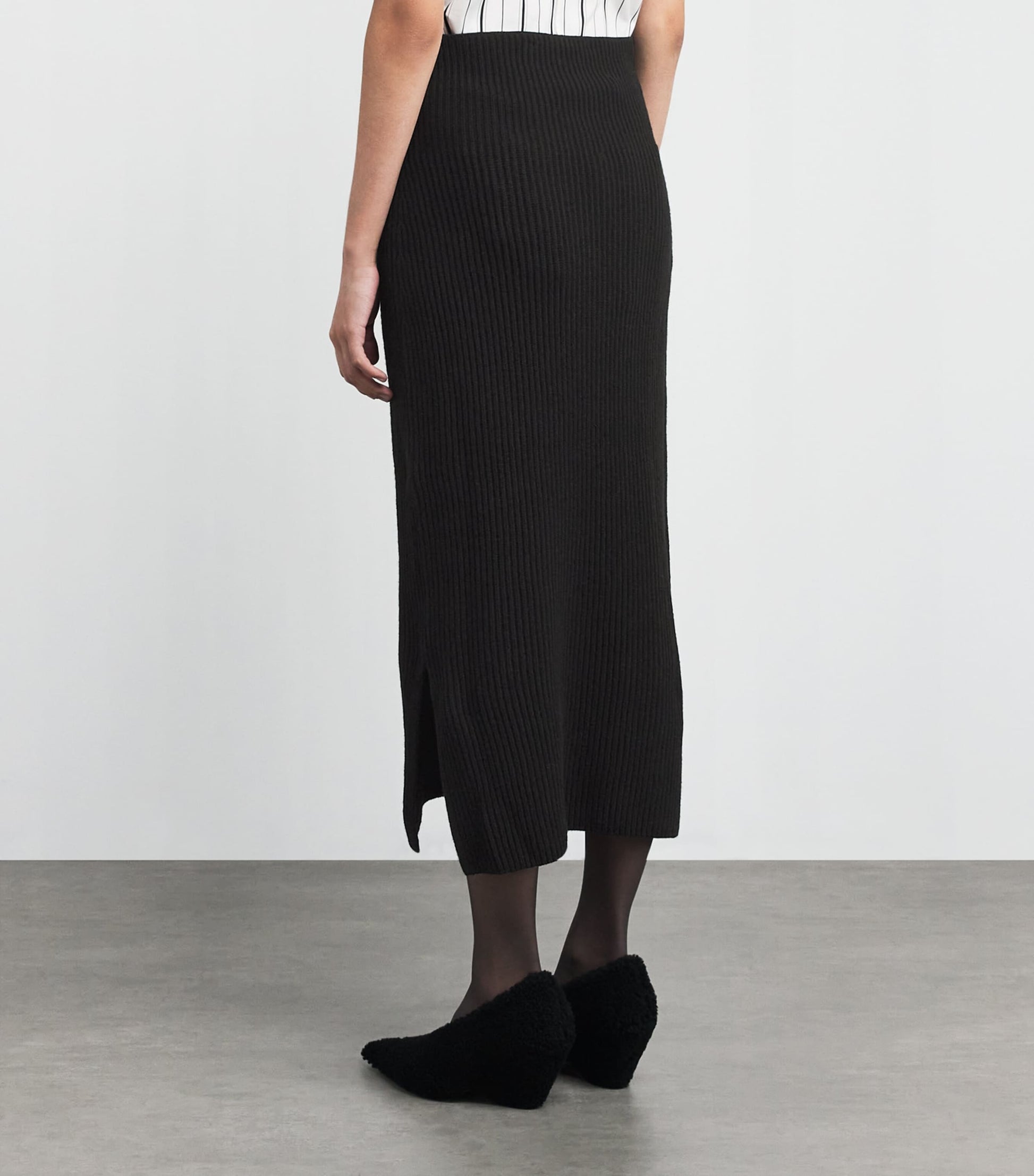 Iris Von Arnim Black Cashmere High-Waist Asina Midi Skirt