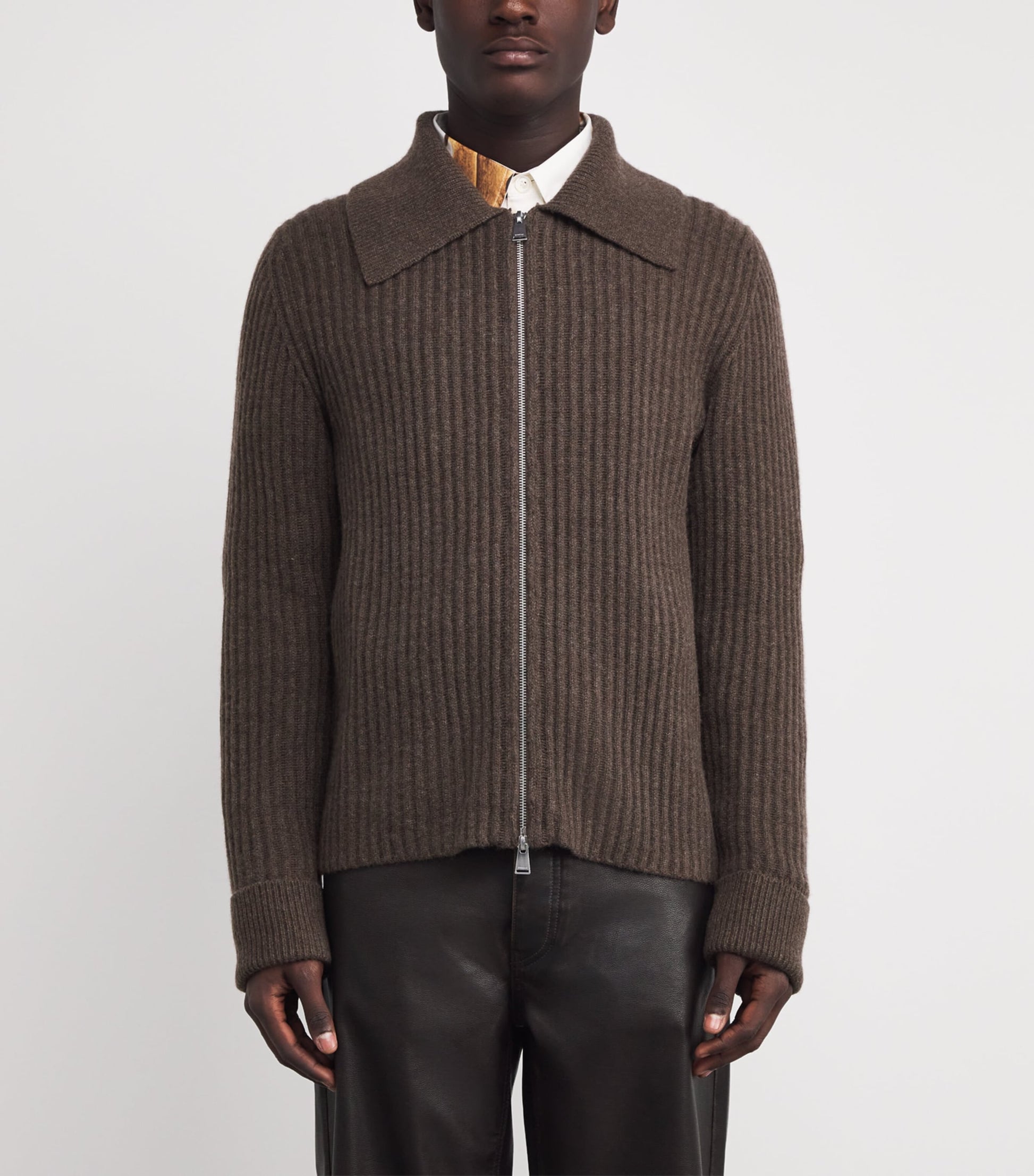 Brown Cashmere Geoff Zip-Up Jacket