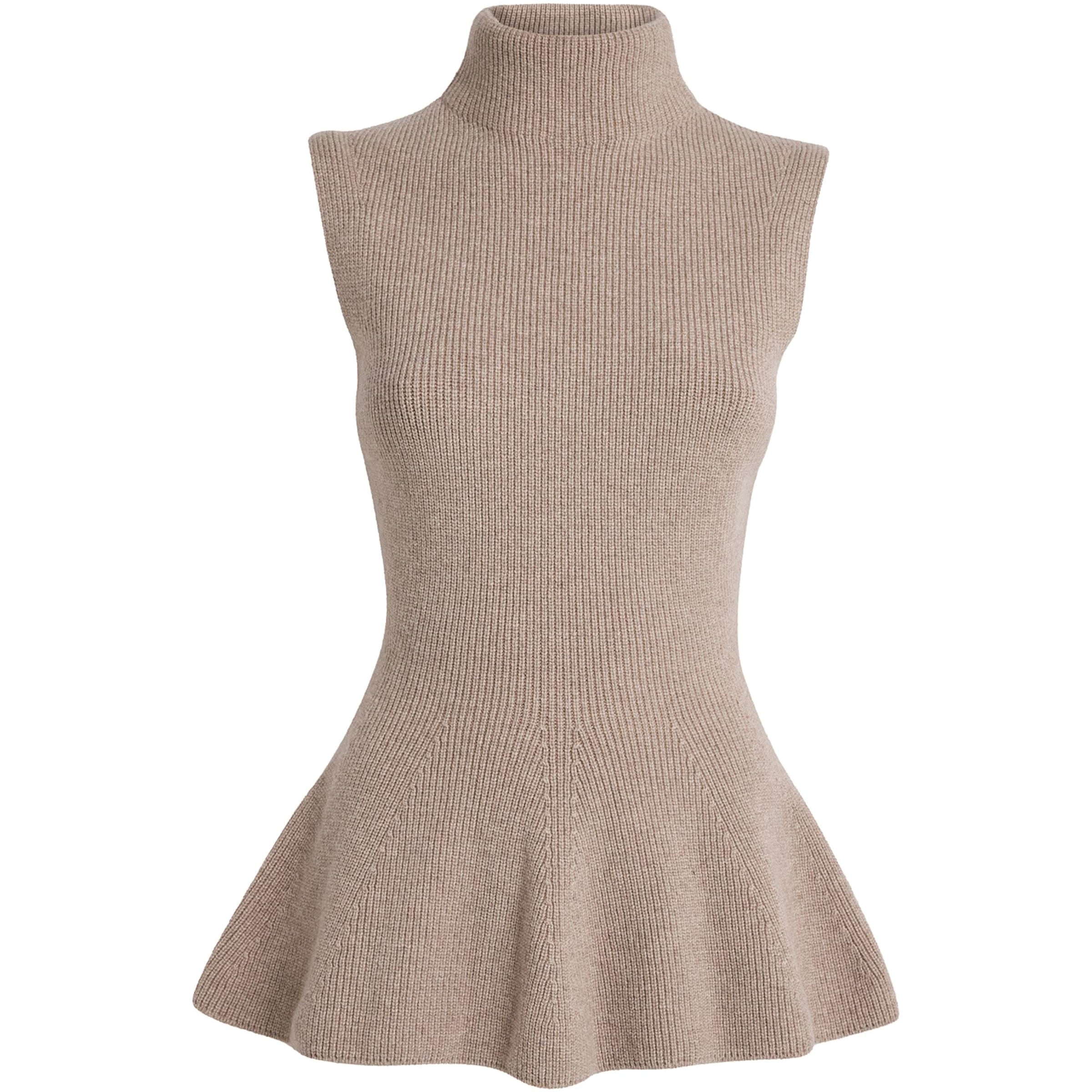 Róhe Black Wool-Cashmere Sleeveless Peplum Top