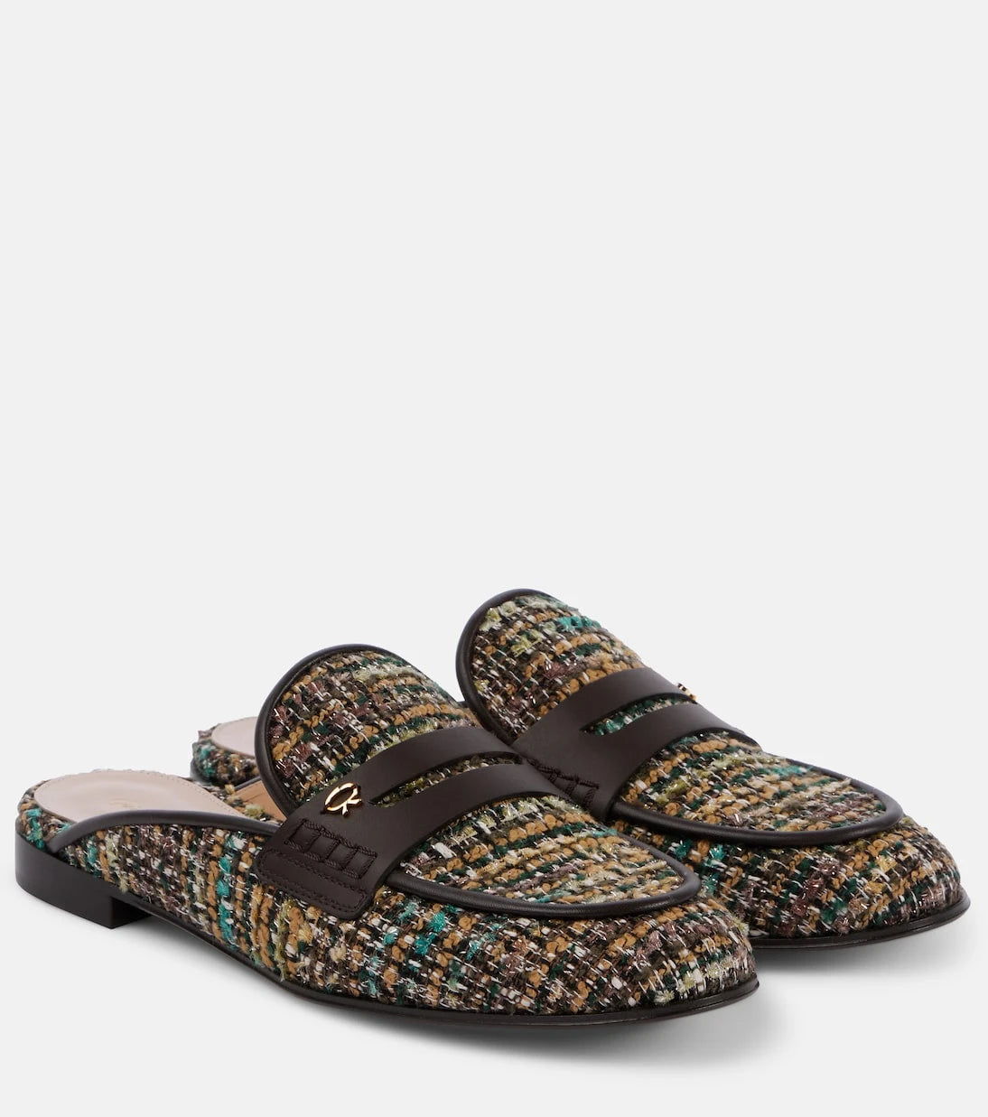 Gianvito Rossi - Leather-trimmed bouclé mules