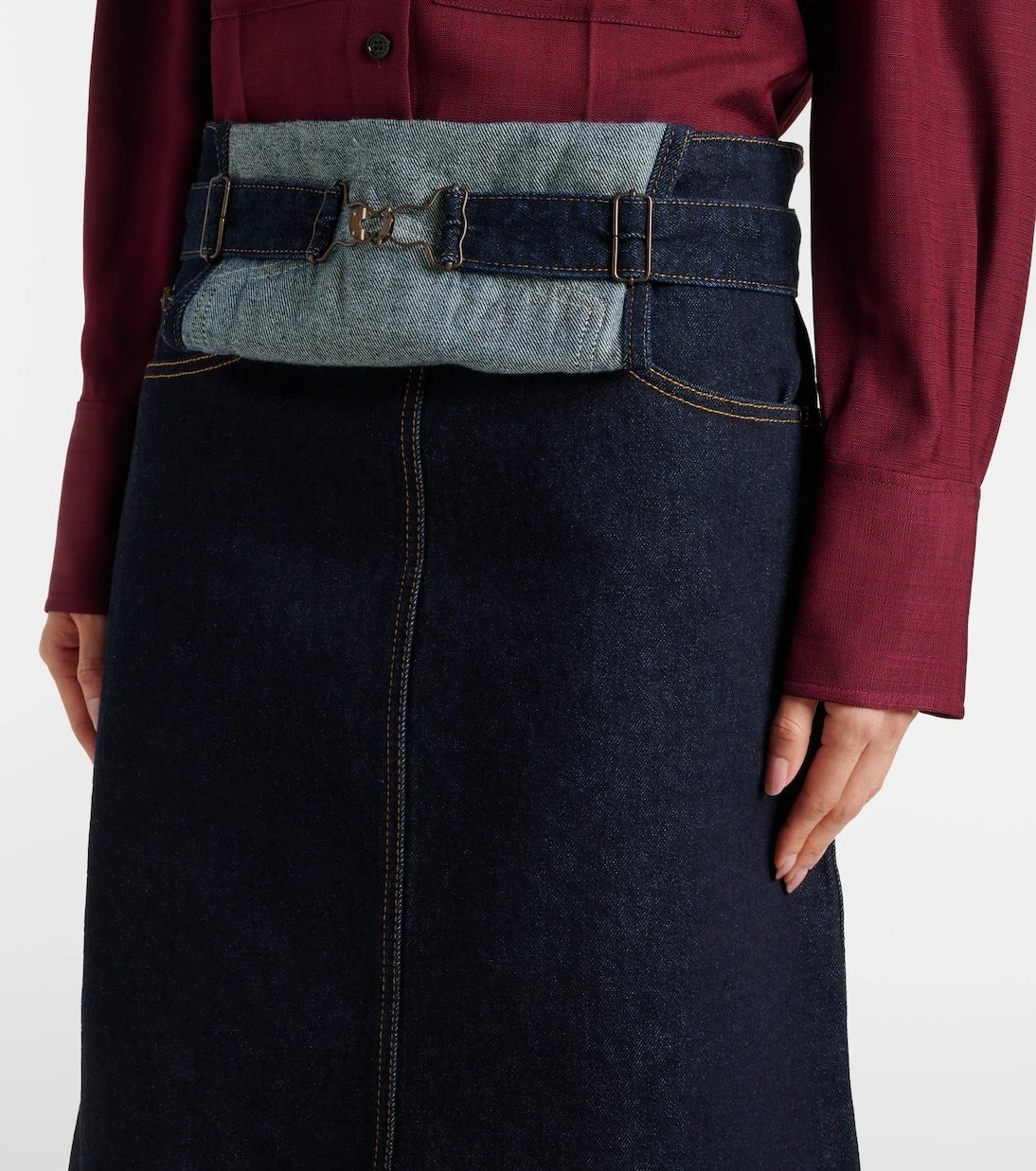 Victoria Beckham - Convertible denim midi skirt