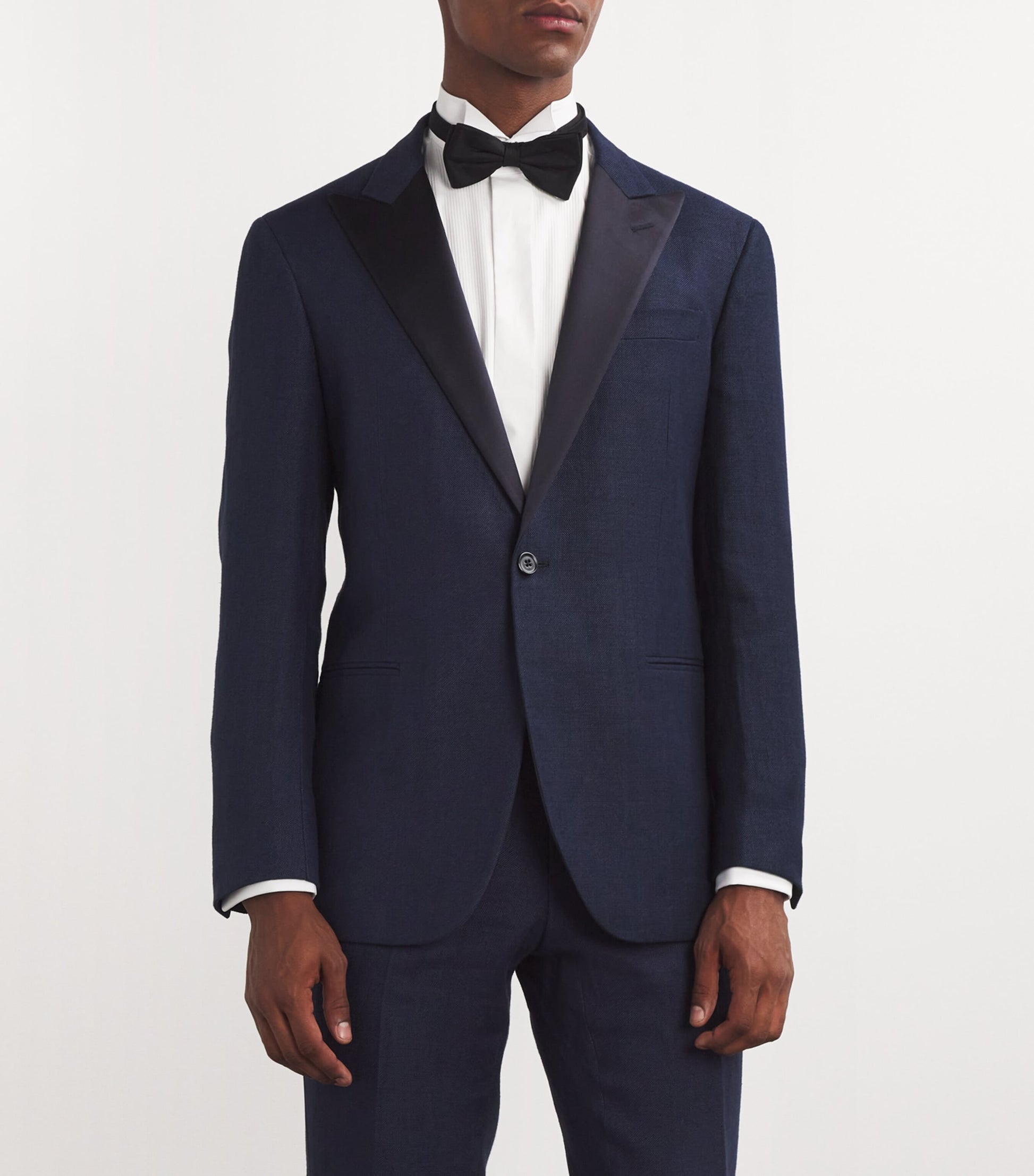 Navy Linen Tuxedo Jacket