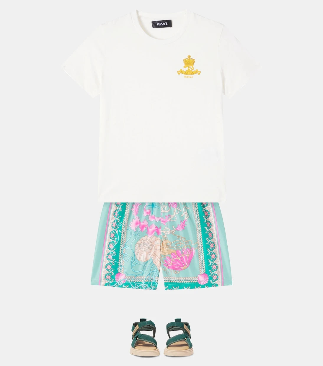 Versace Kids - شورت سباحة باروكو بتصميم قاع البحر