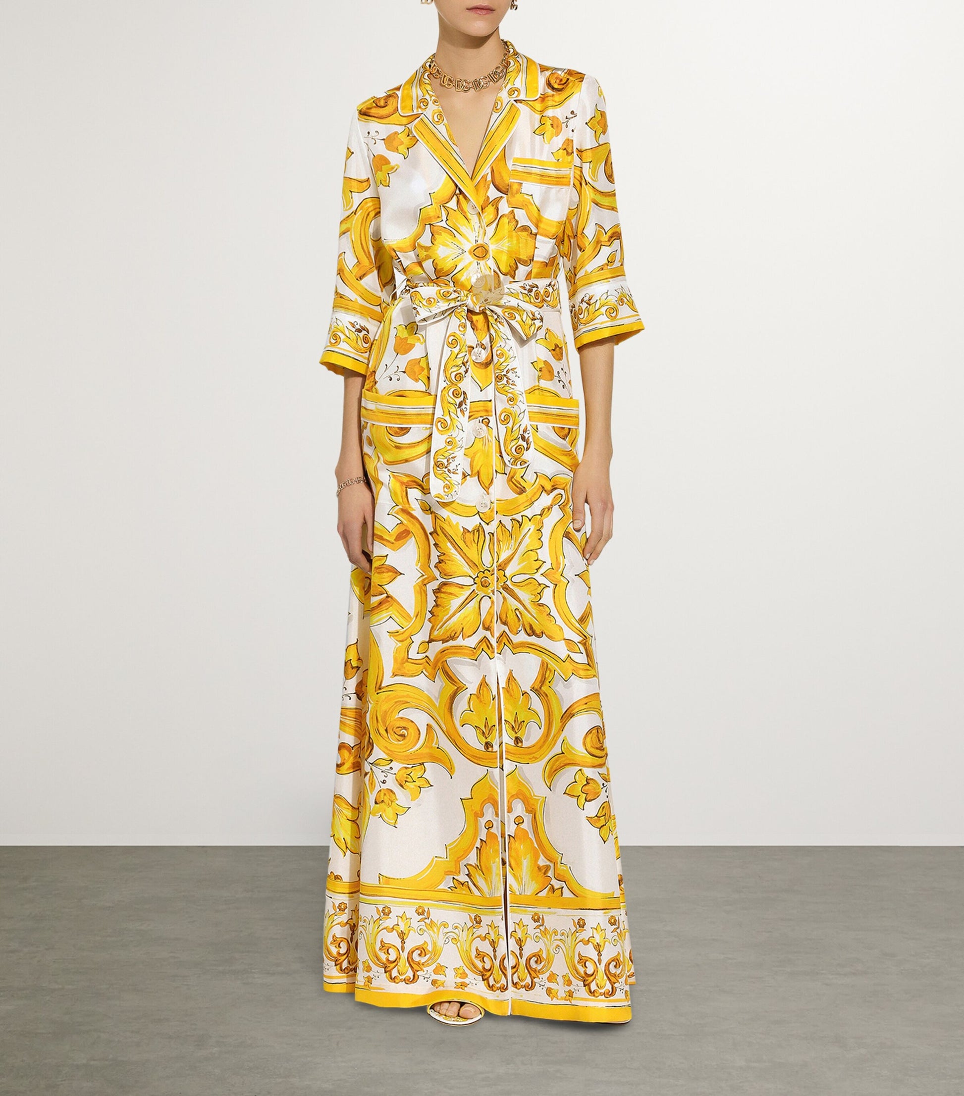 Dolce & Gabbana Multi Silk Printed Maxi Dress