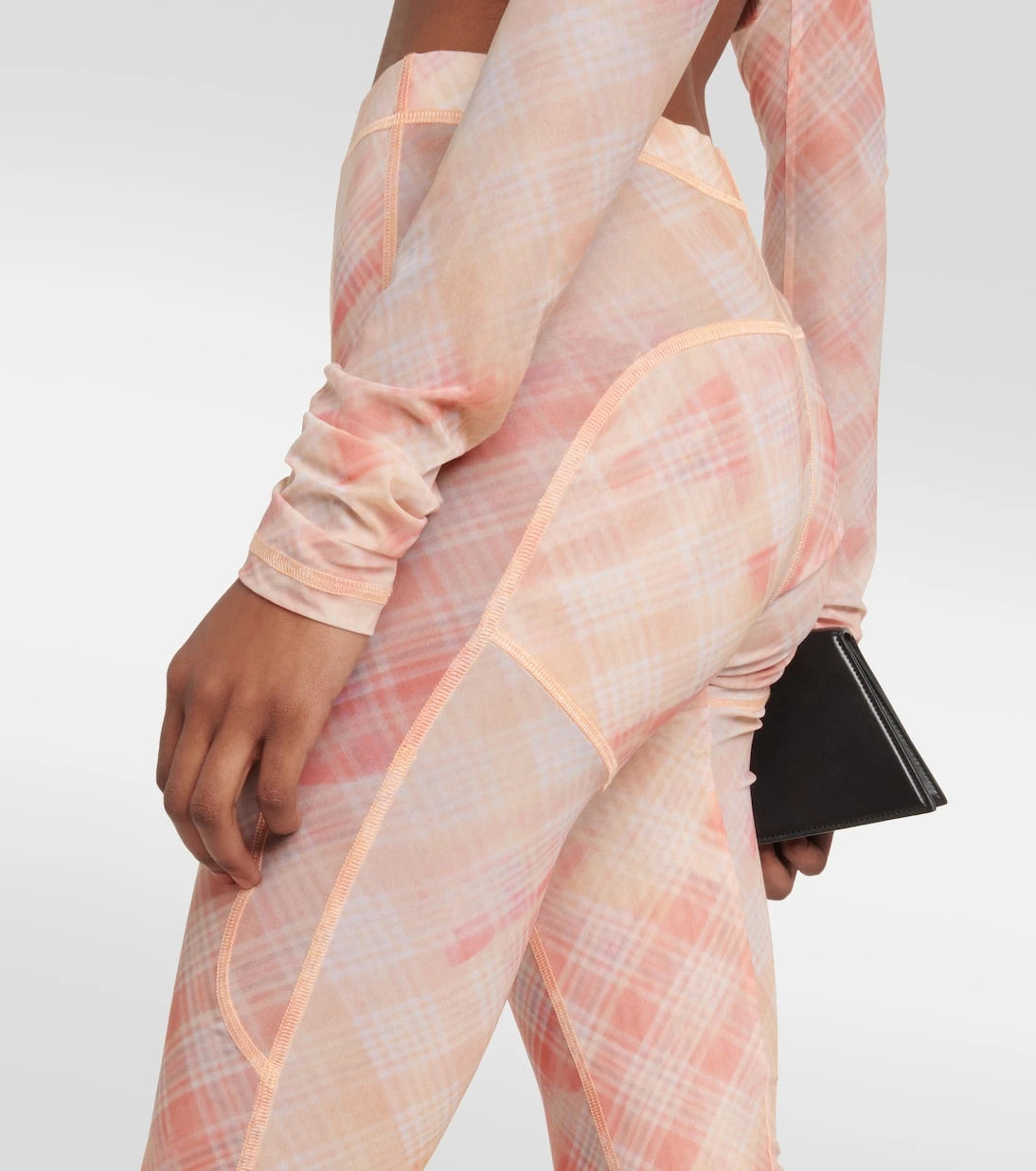 KNWLS - Checked high-rise flared leggings