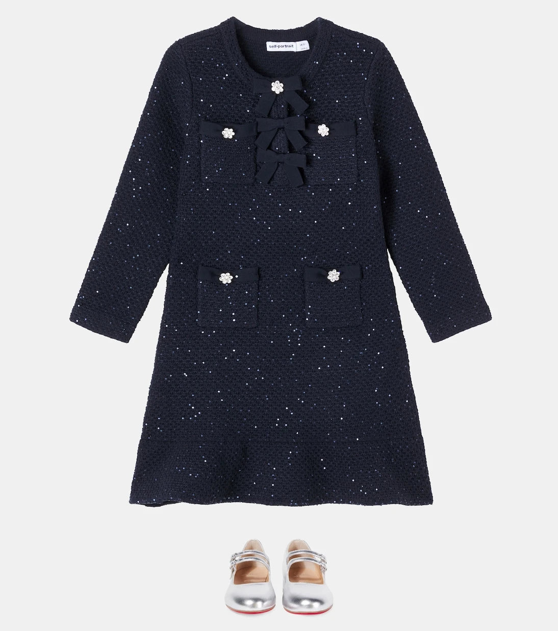 Self-Portrait Kids - Bow-detail sequined dress