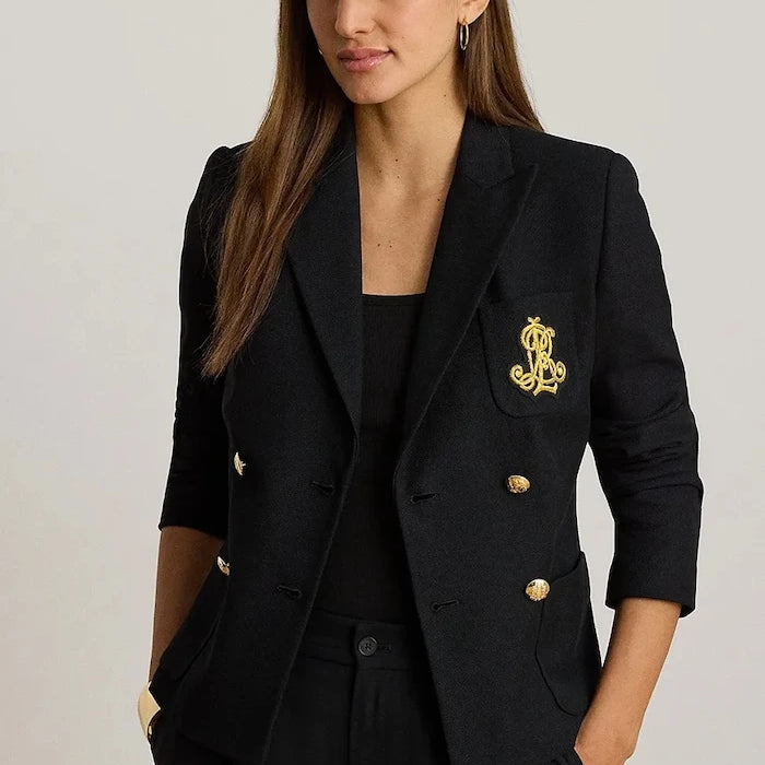 Lauren Ralph Lauren pamuklu ve elastan karışımlı kruvaze ceket