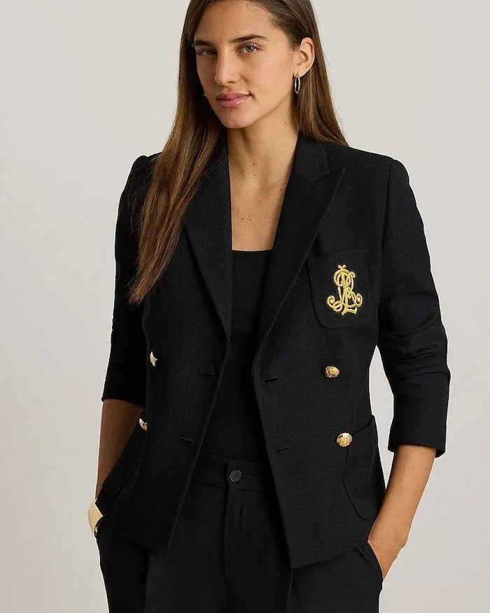 Lauren Ralph Lauren pamuklu ve elastan karışımlı kruvaze ceket