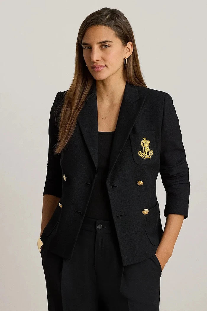 Lauren Ralph Lauren pamuklu ve elastan karışımlı kruvaze ceket