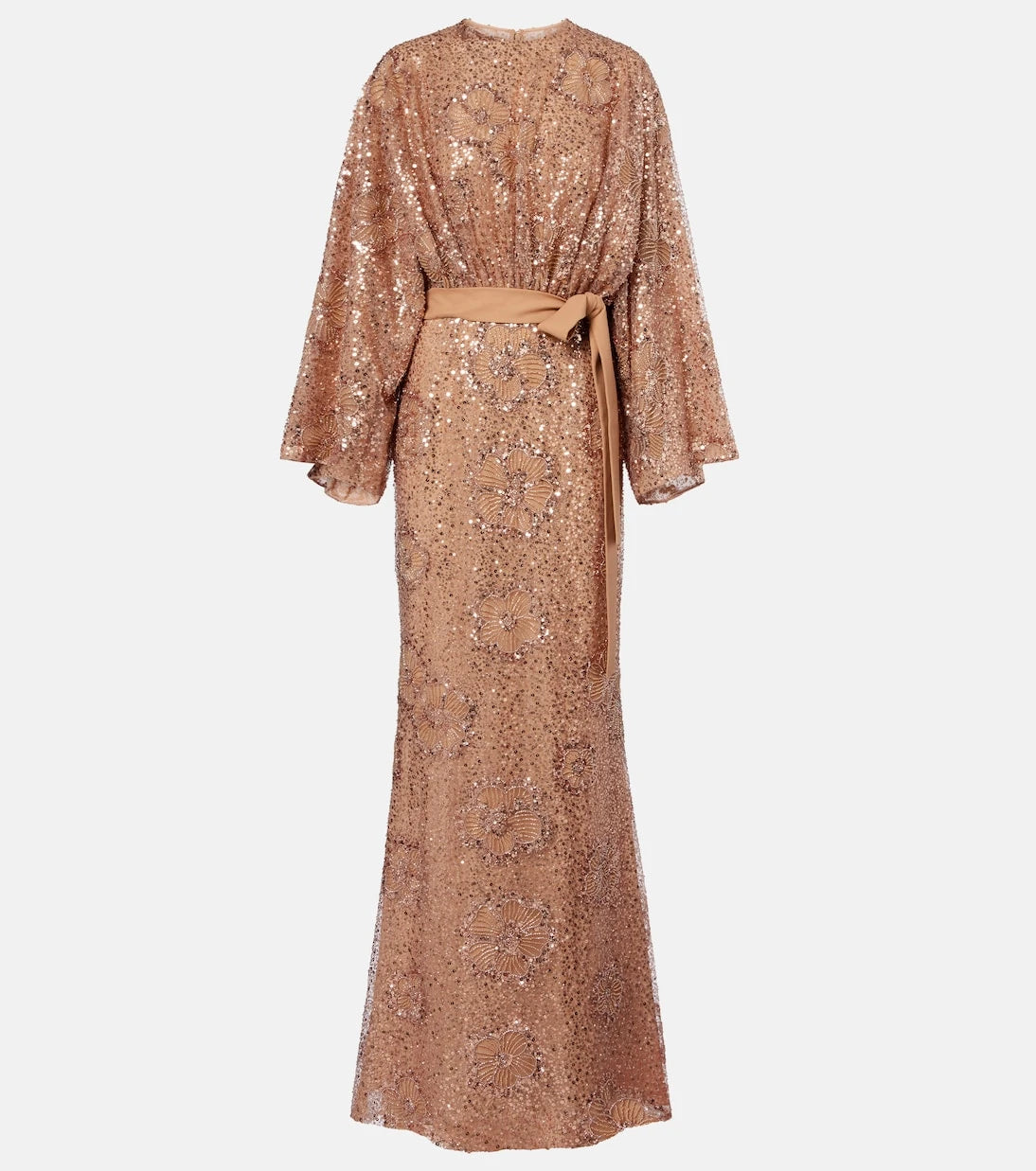 Elie Saab - Belted sequined silk-blend gown
