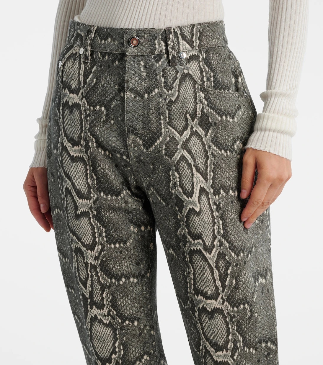 Gabriela Hearst - Ezra snake-effect high-rise bootcut jeans