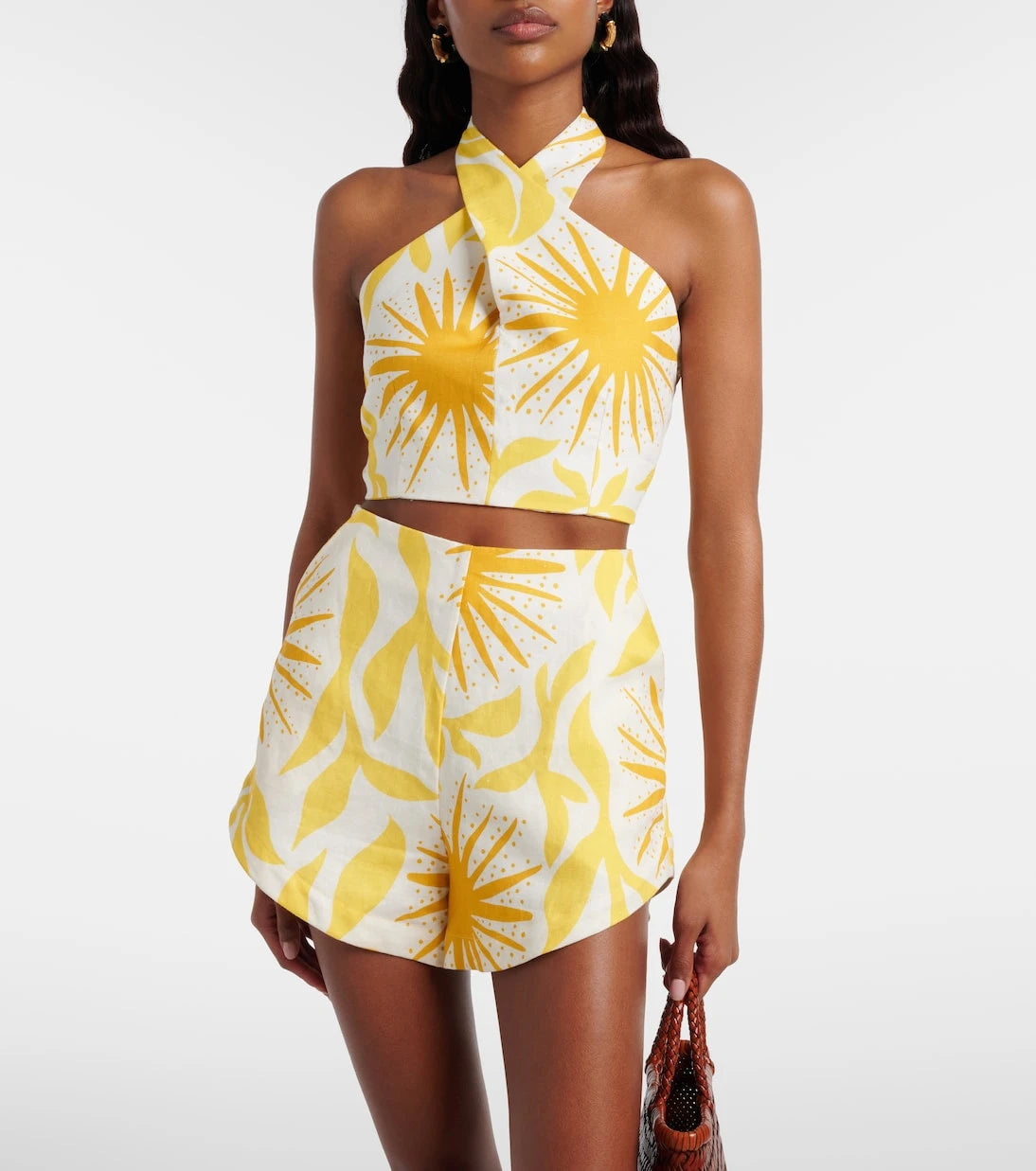 Cala de la Cruz - Ivy printed halterneck linen crop top