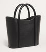 Black Grab Leather Rope Tote Bag