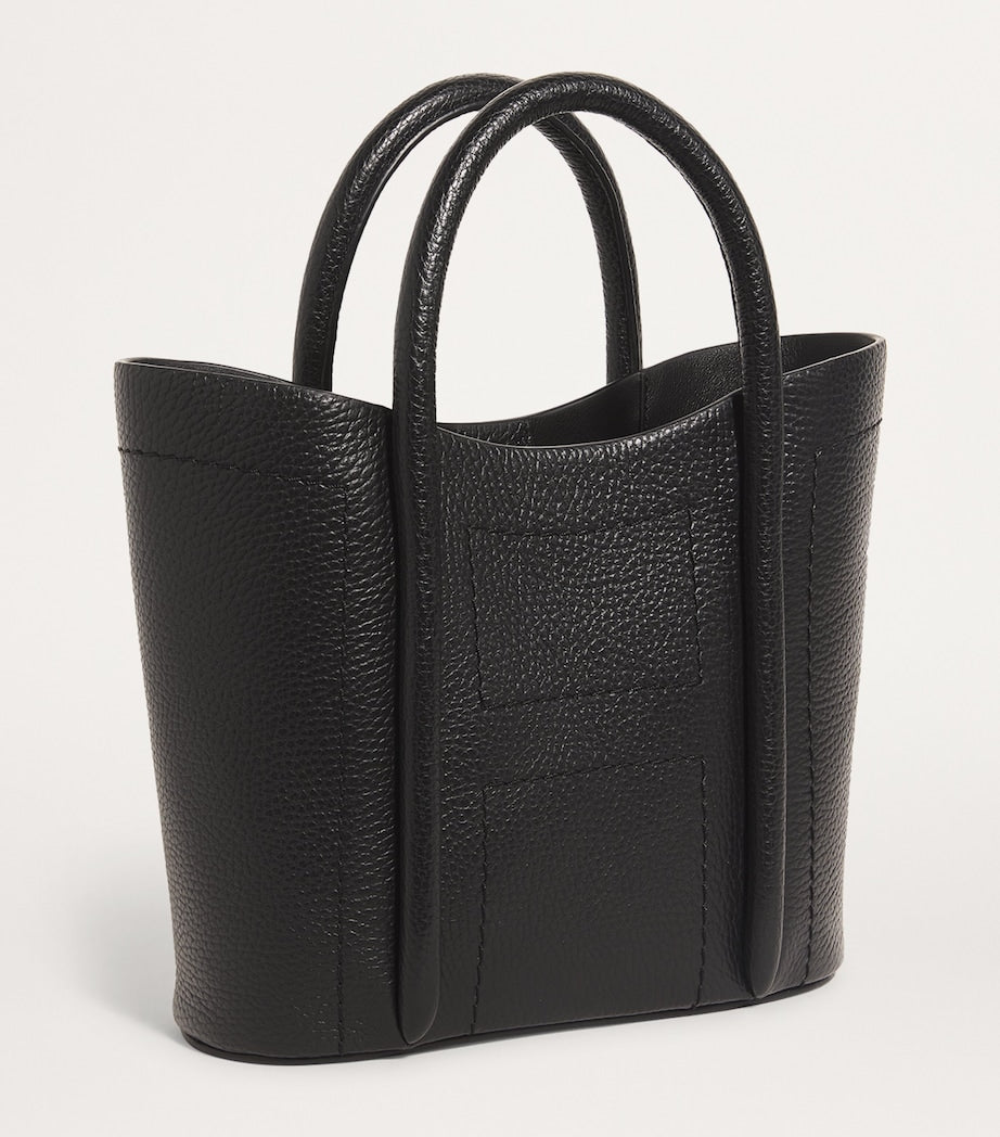 Black Grab Leather Rope Tote Bag