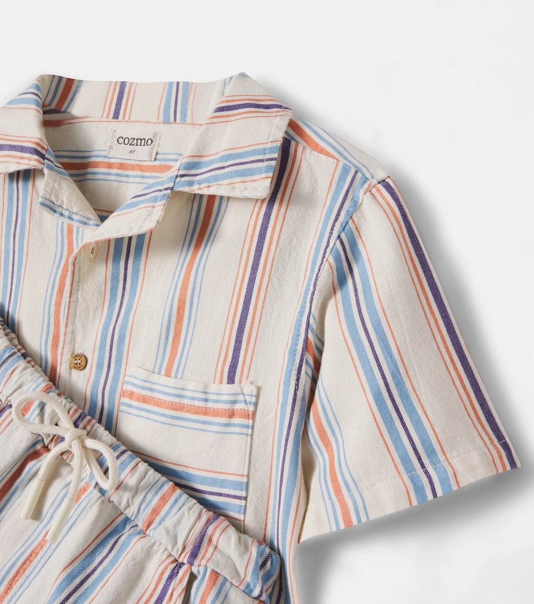 Cozmo - Iro striped cotton shirt and shorts set