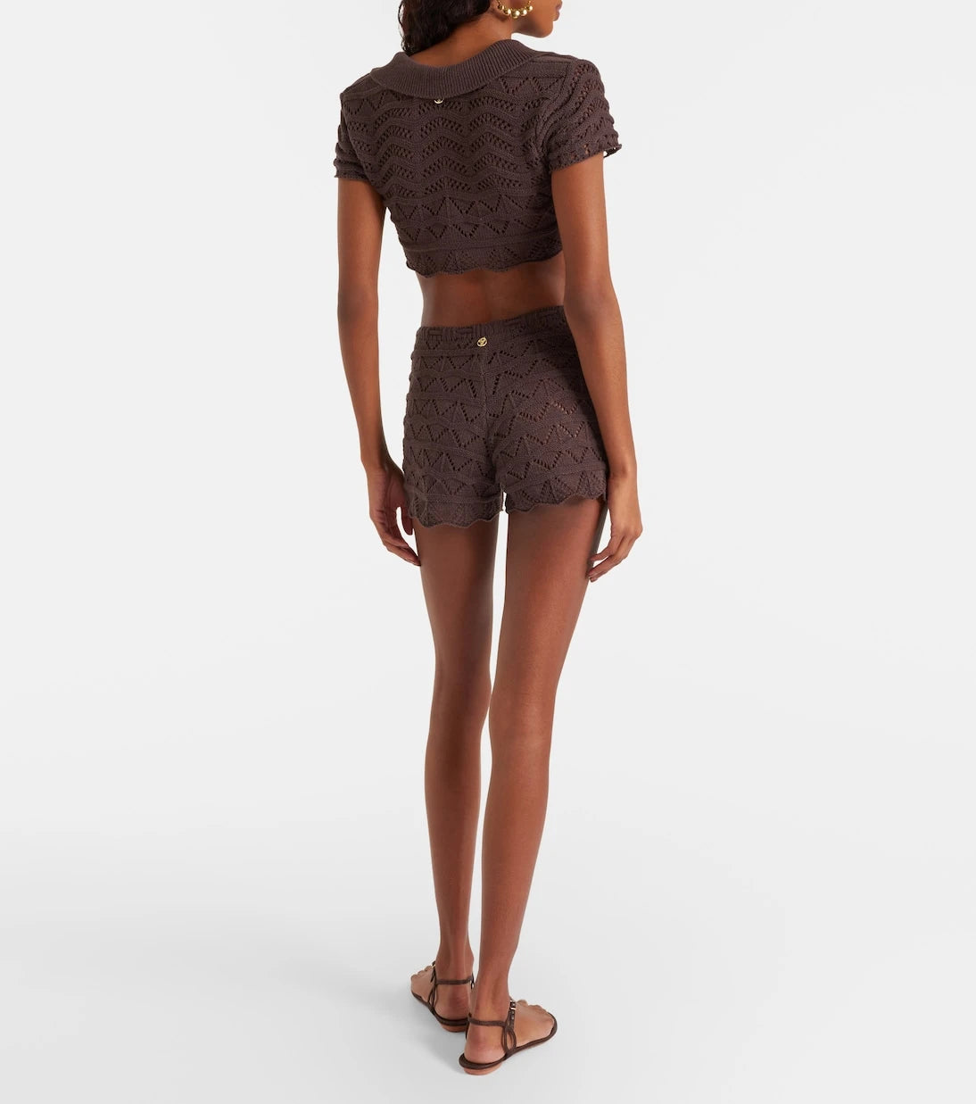 Bananhot - Mina open-knit cotton-blend shorts
