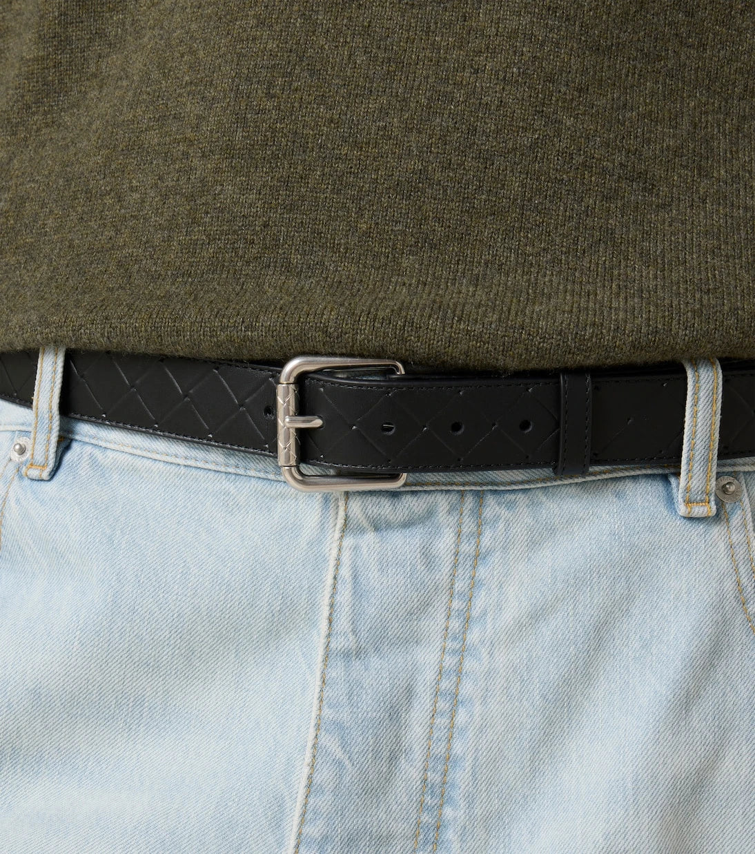 Bottega Veneta - Intrecciato Stamp 35mm leather belt