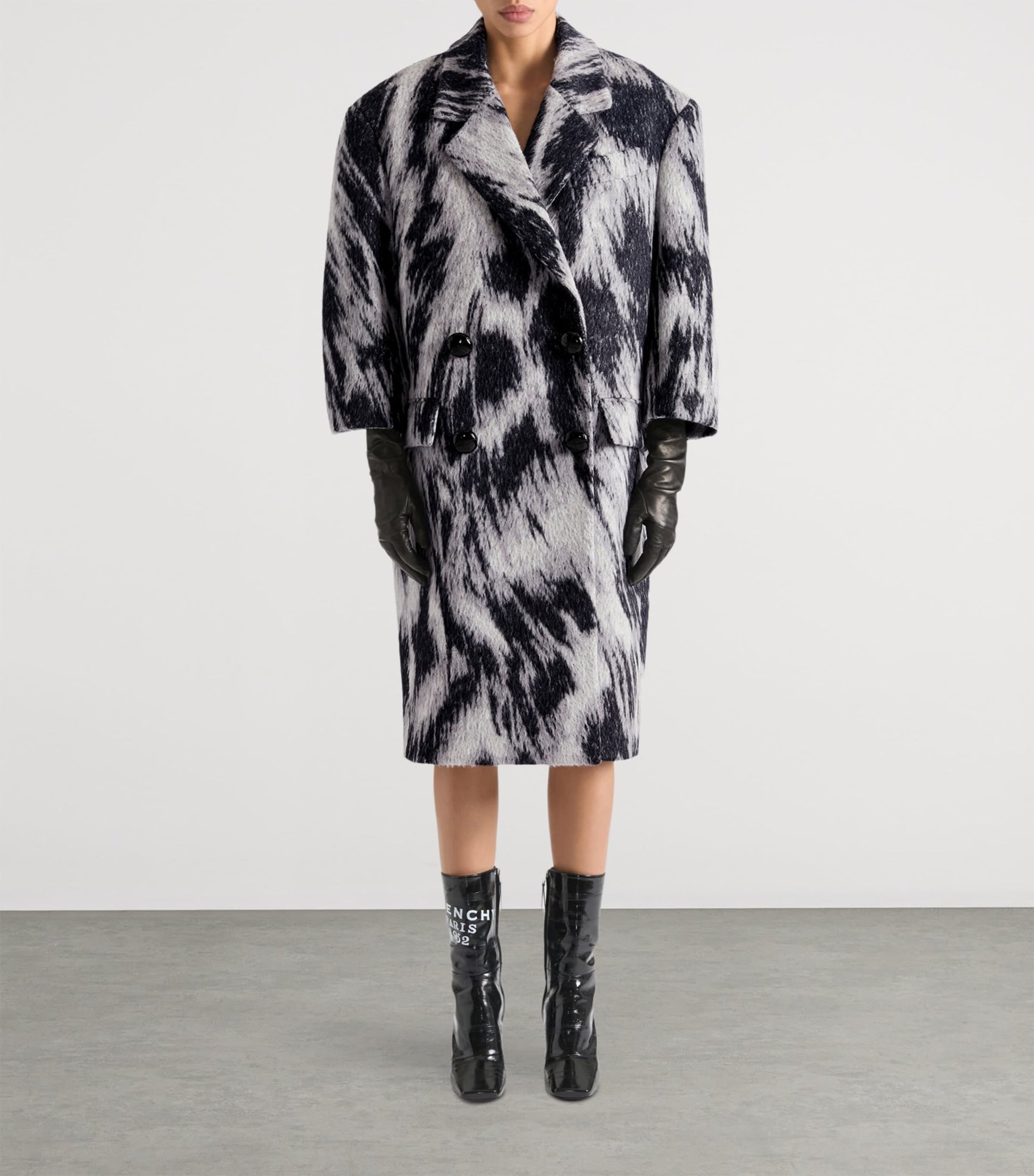 Givenchy Grey Wool-Llama Double-Breasted Coat