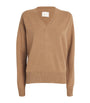 Beige Cashmere V-Neck Sweater