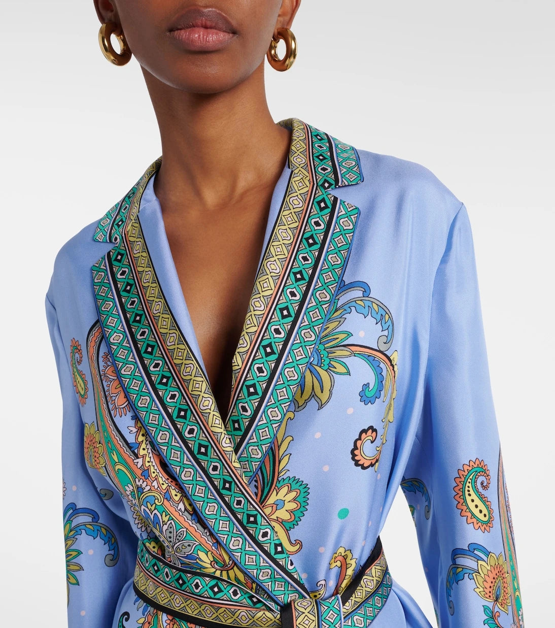 Etro - Paisley silk twill wrap blazer