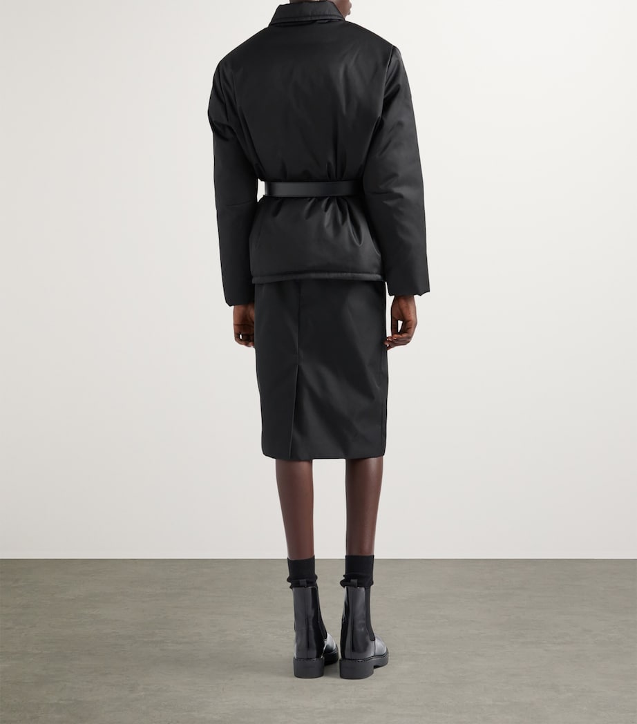 Prada Black Re-Nylon Down Belted Jacket
