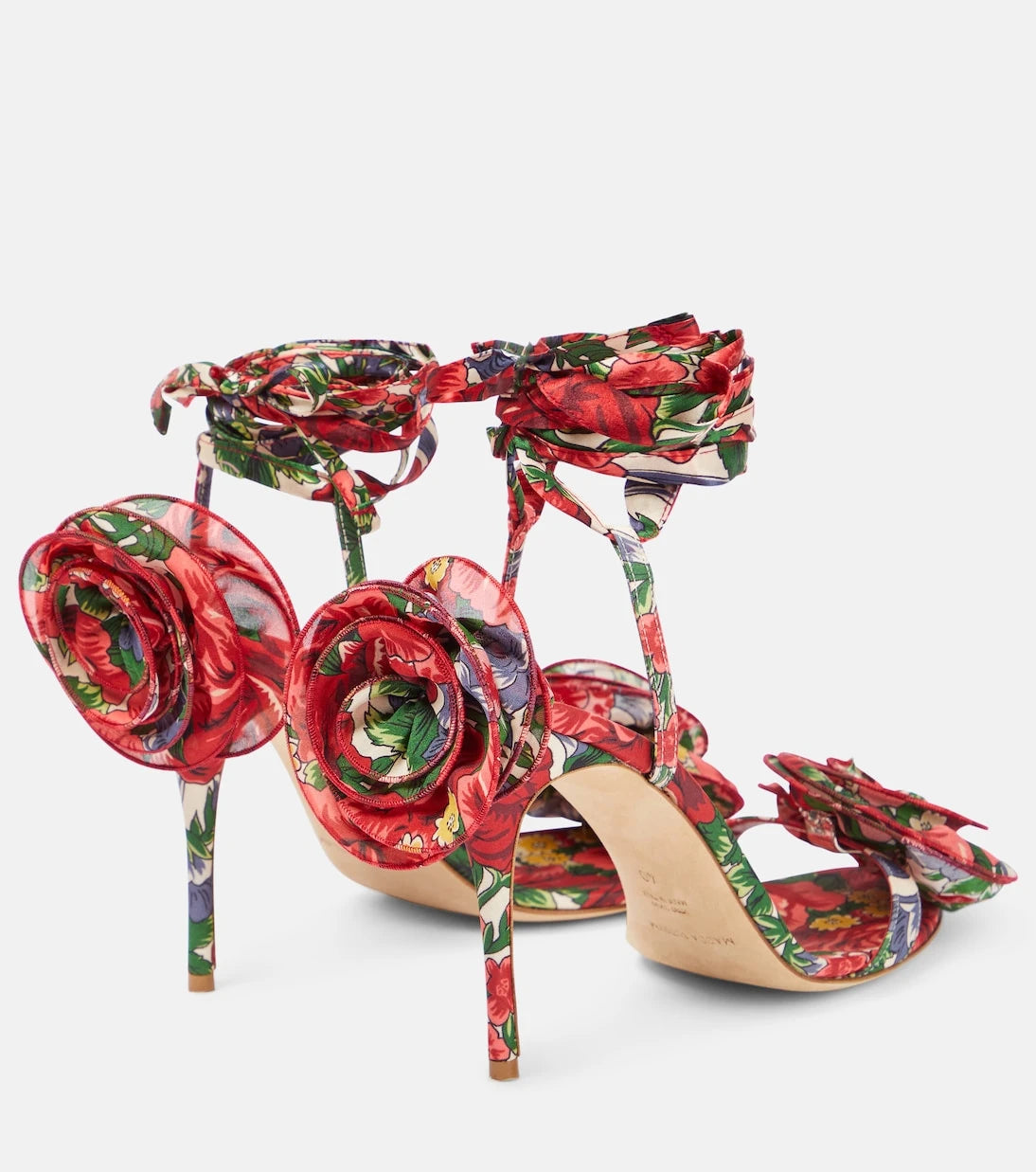 Magda Butrym - Floral-appliqué satin slingback sandals