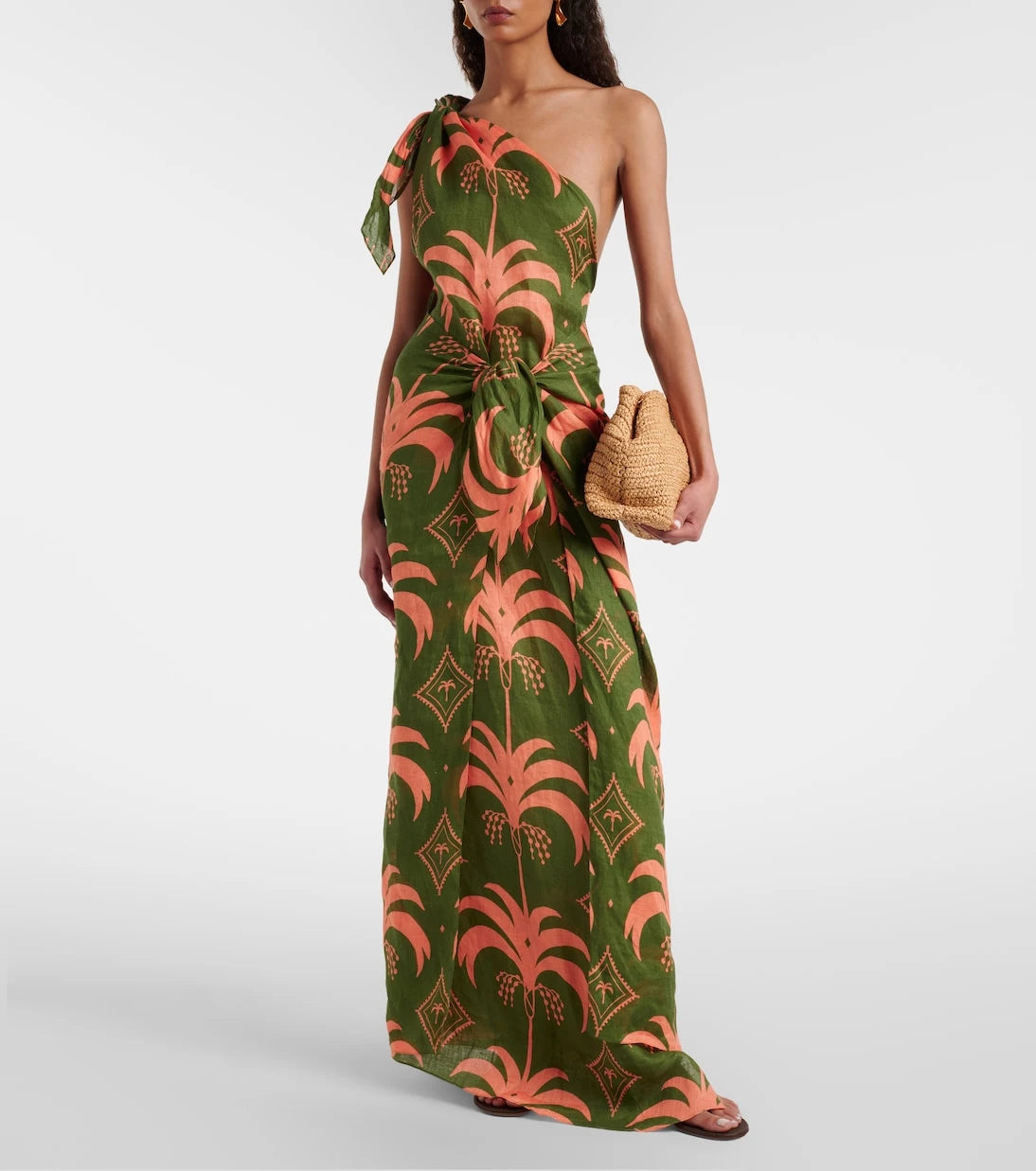 Johanna Ortiz - Asymmetric printed linen maxi dress