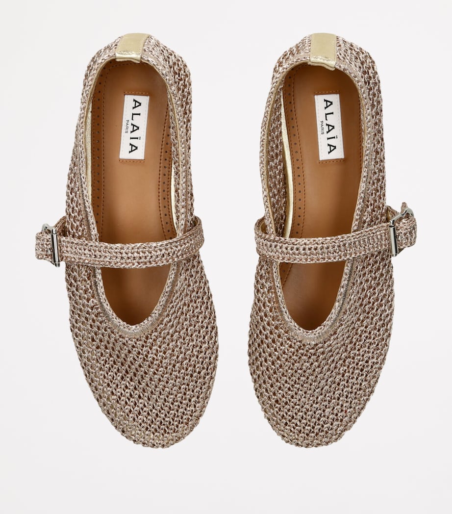 Nude Lurex Crochet Ballet Flats