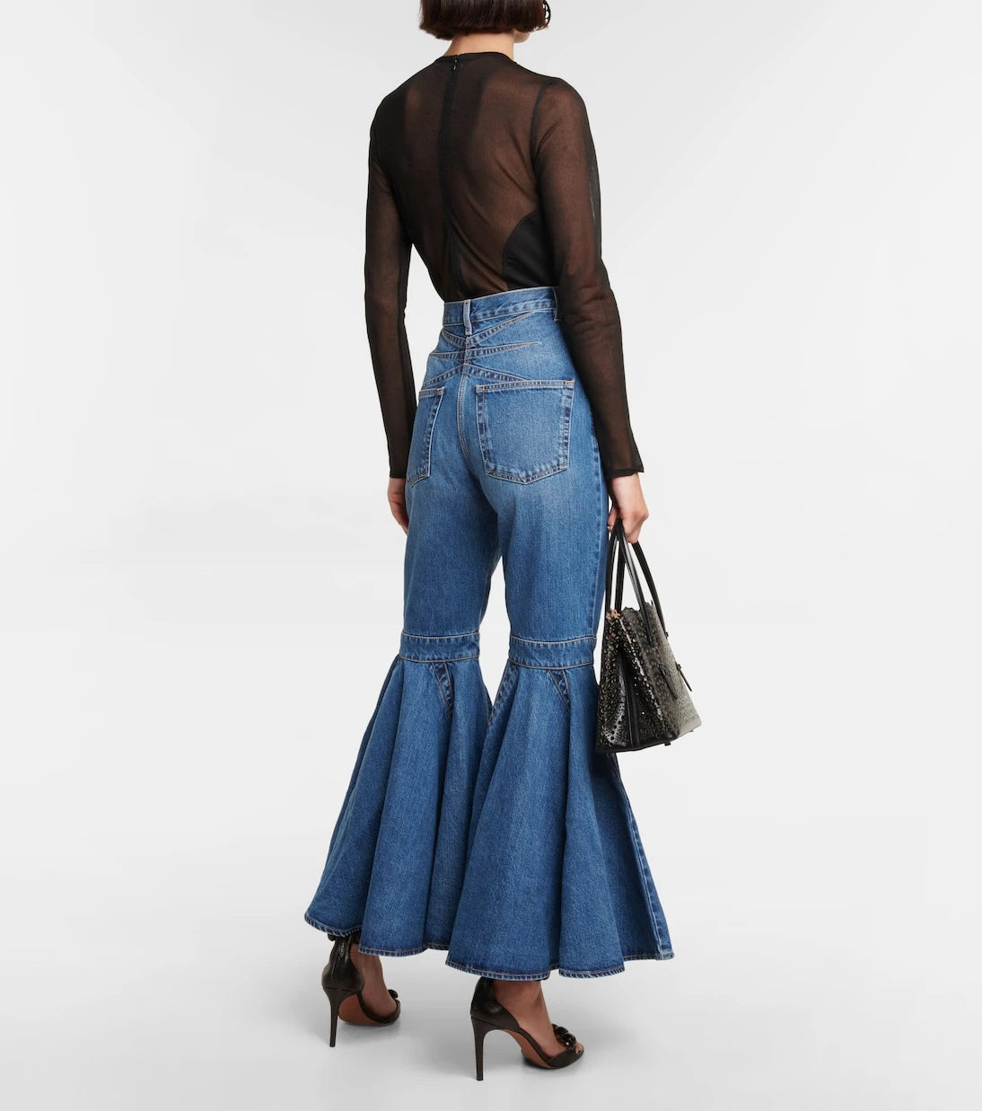 Alaïa - جينز كريبينول الواسع بقصة عالية